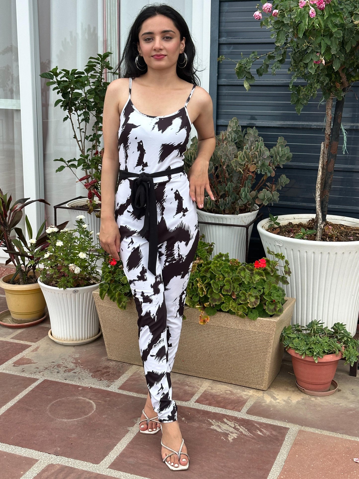 TANDUL Women Black and White Jumpsuit