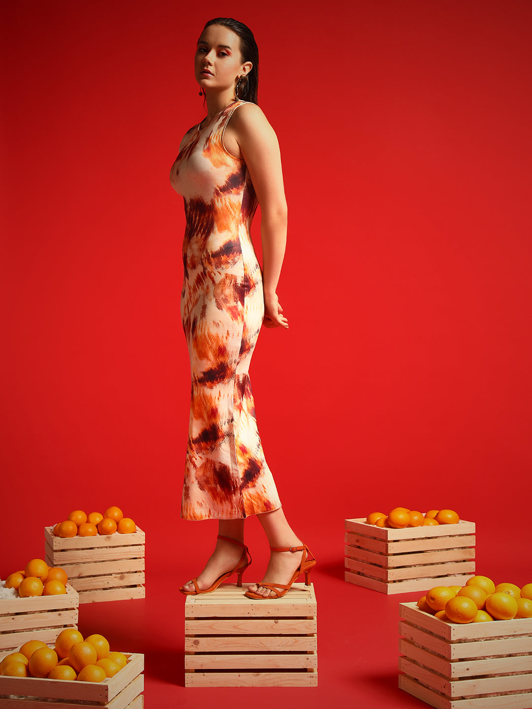 TANDUL Women Bodycon Orange Dress