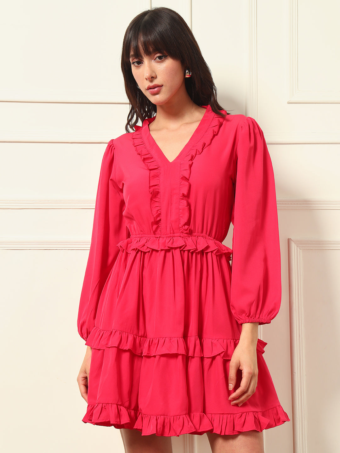TANDUL Fuchsia Pink Flared Dress