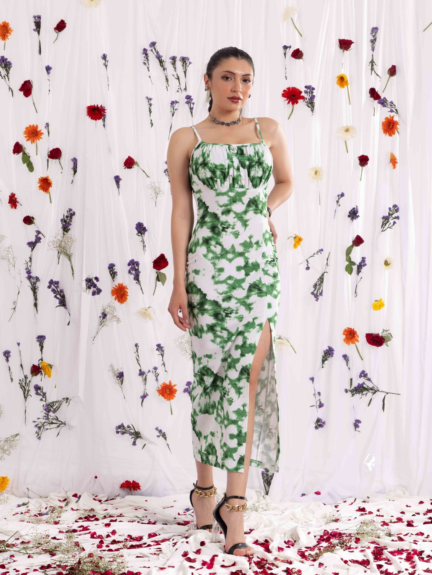 TANDUL Women Green Tie-dye Dress