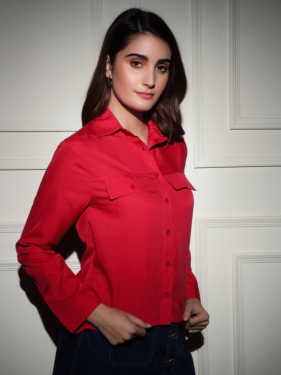 TANDUL Women Regular Fit Solid Spread Collar Casual Shirt