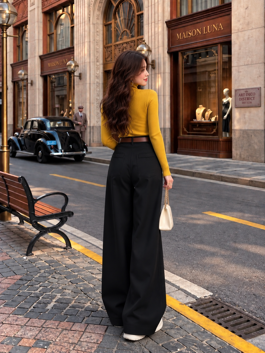 TANDUL Women Mustard Yellow Ribbed Knit Turtleneck Sweater