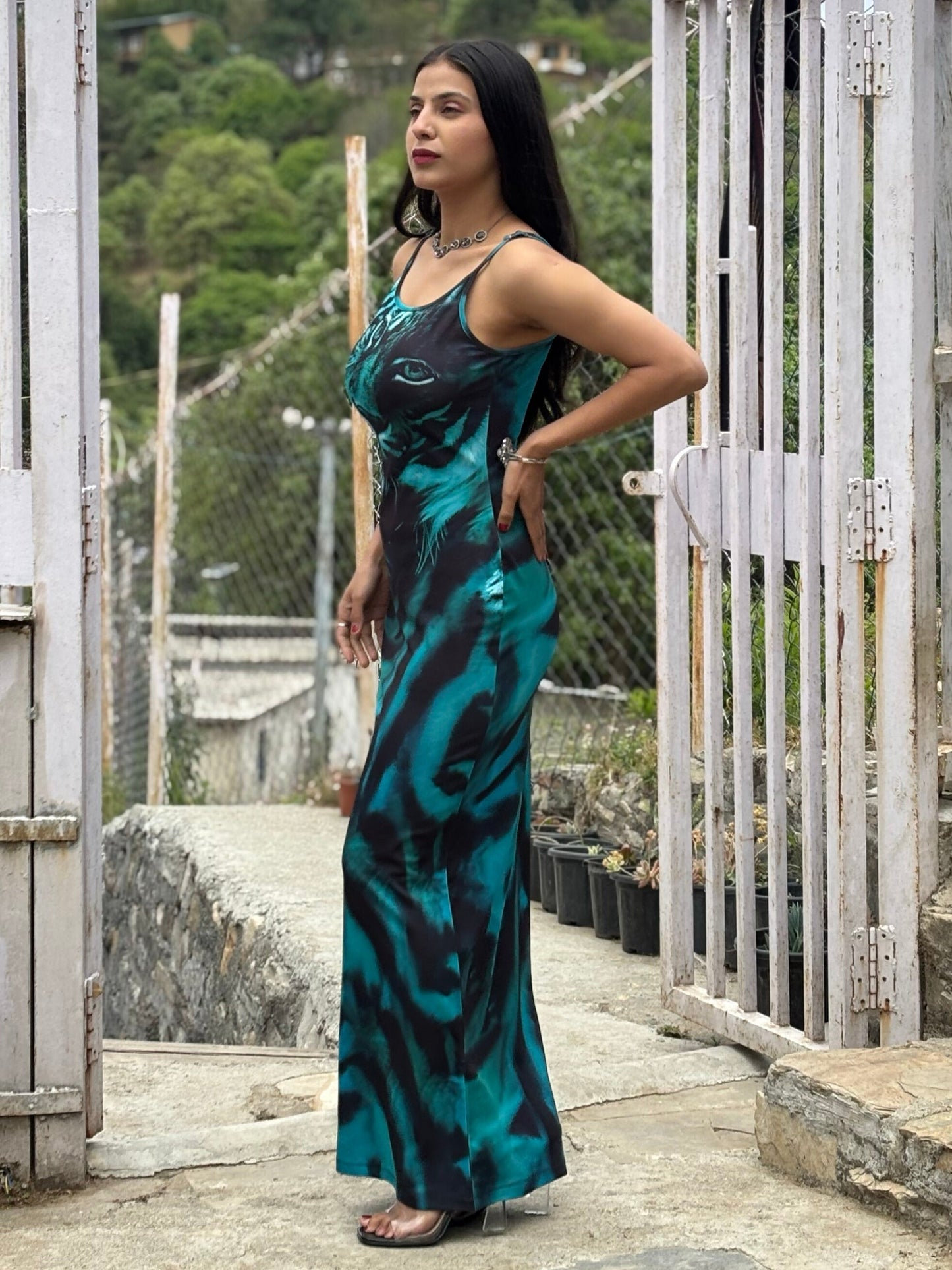 TANDUL Women's Tiger Printed Bodycon Dress
