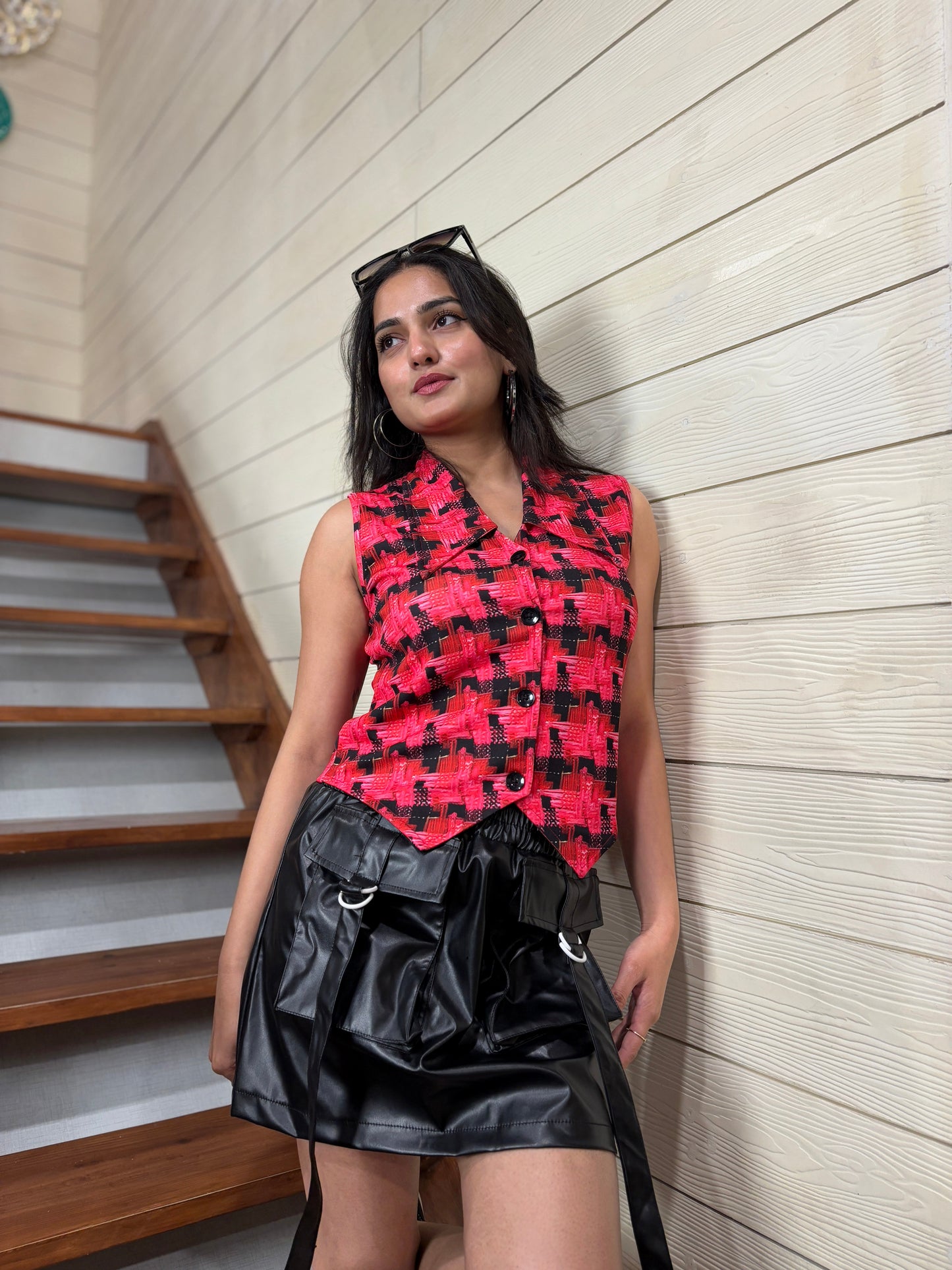 TANDUL Women stunning checked waistcoat