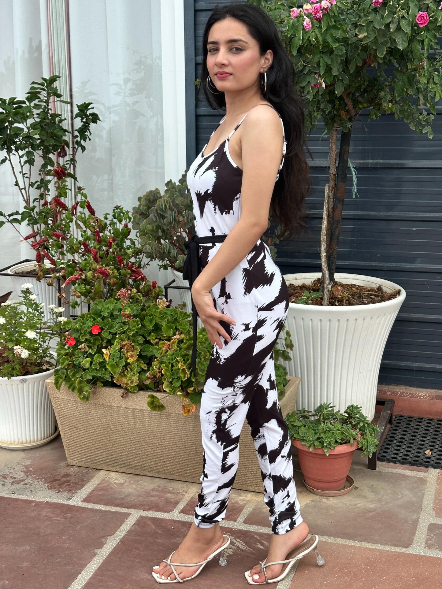 TANDUL Women Black and White Jumpsuit