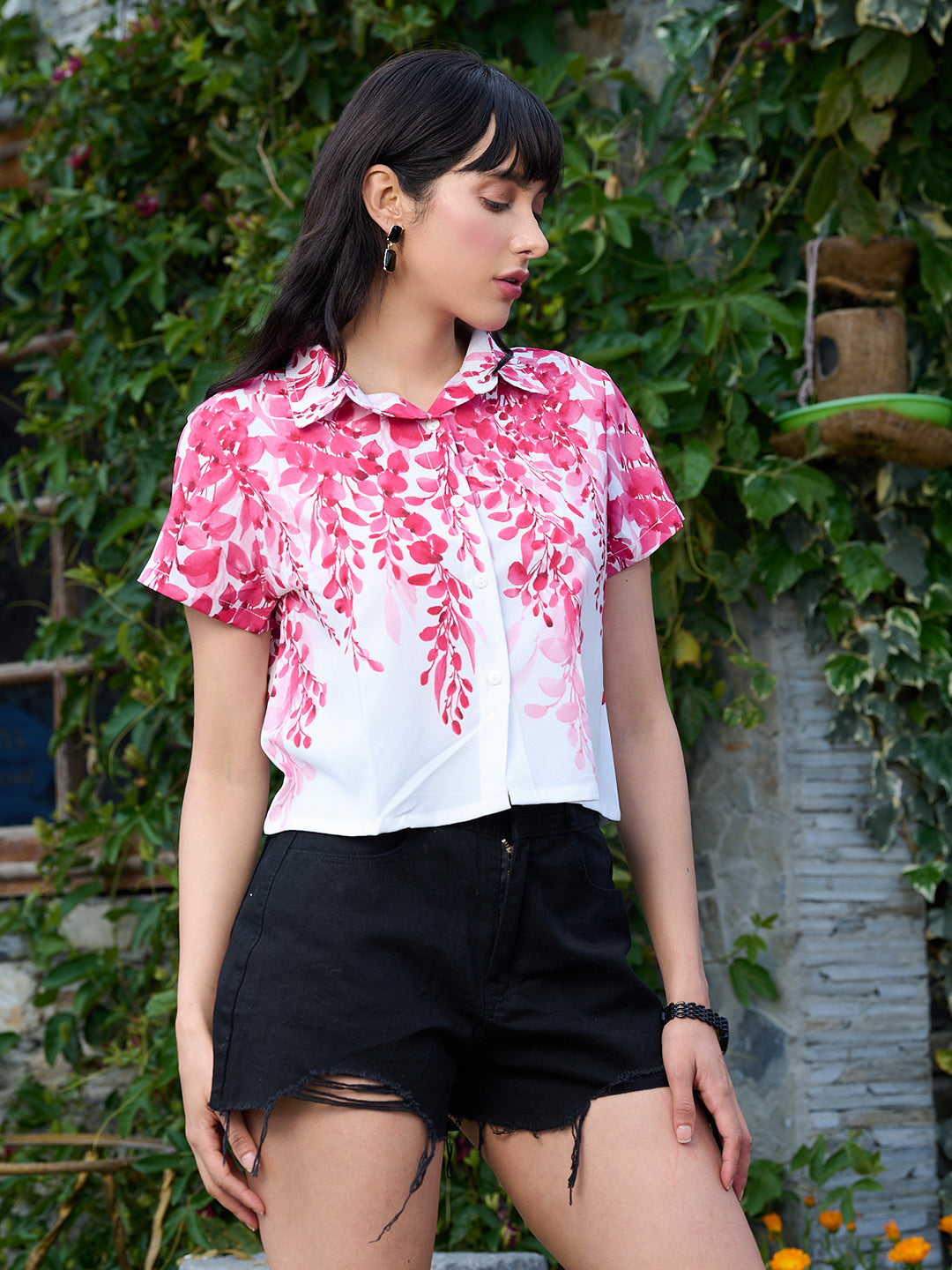TANDUL Women Pink Printed Crop Shirt