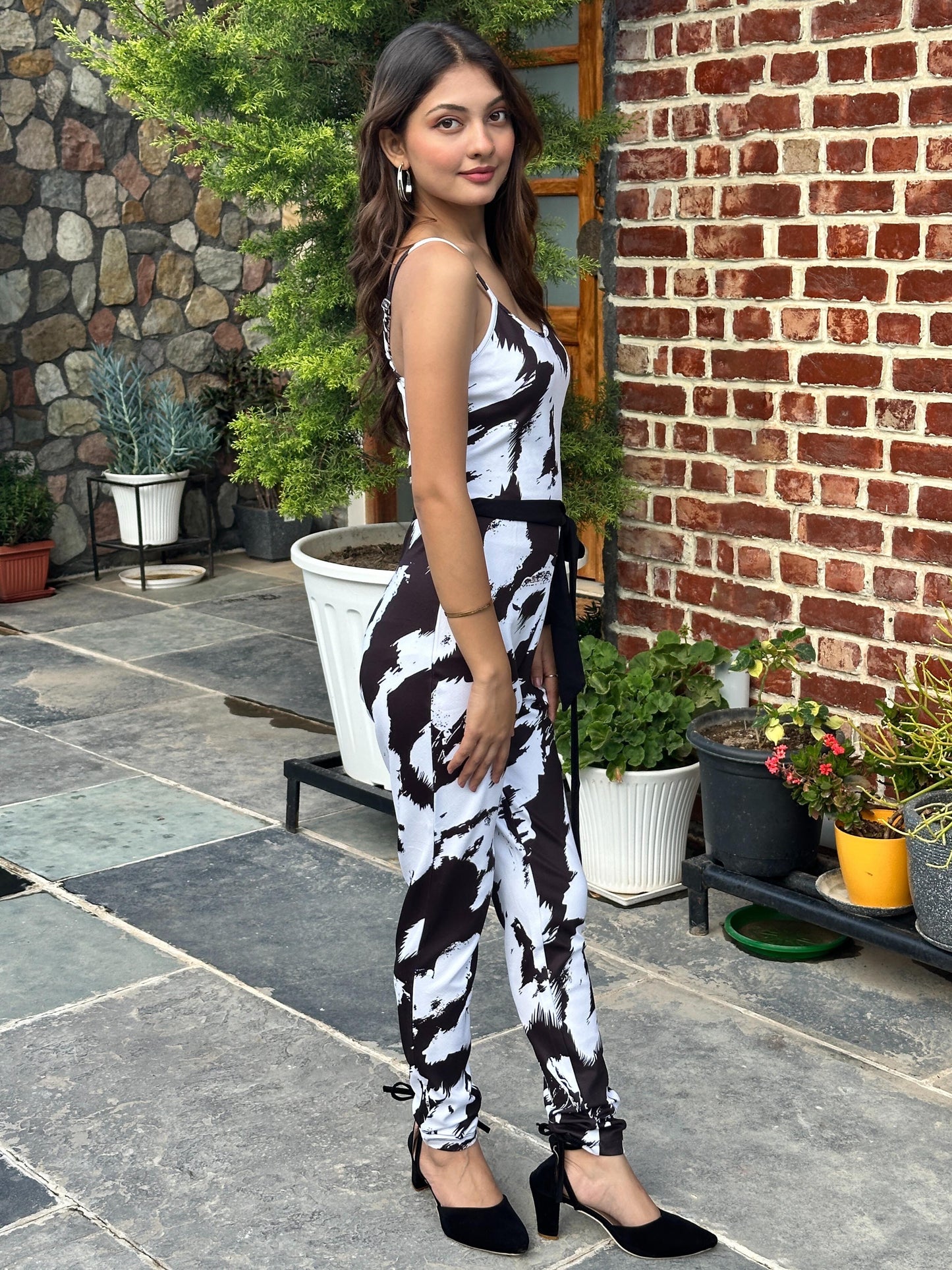 TANDUL Women Black and White Jumpsuit