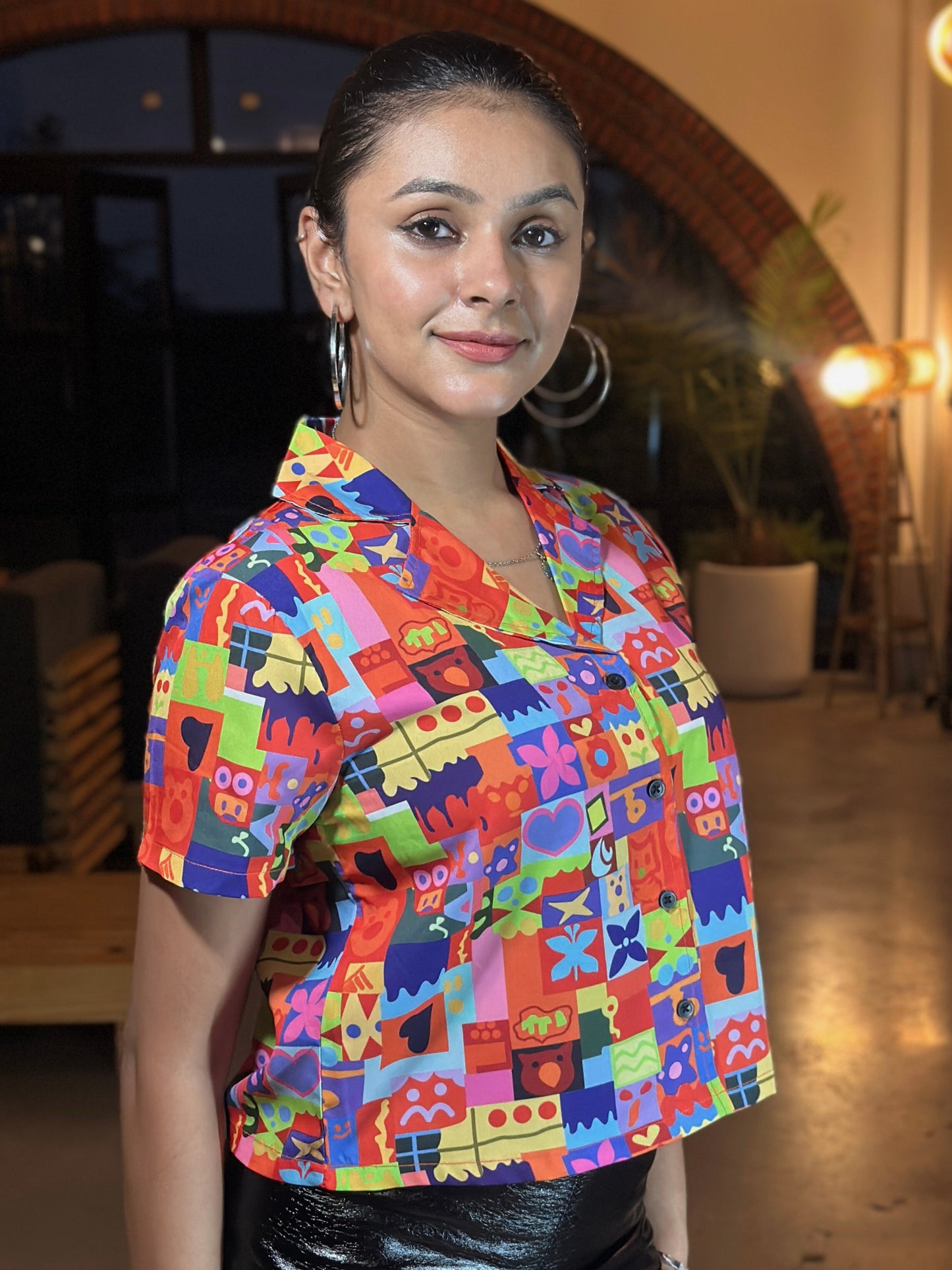 Women Regular Fit Printed Built-up Collar Casual Shirt