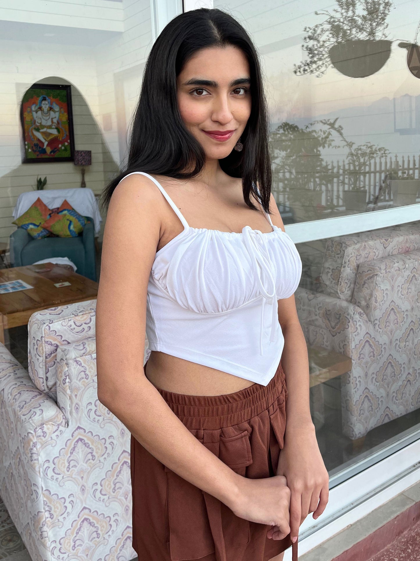 TANDUL Casual Sleeveless Solid Women White Top