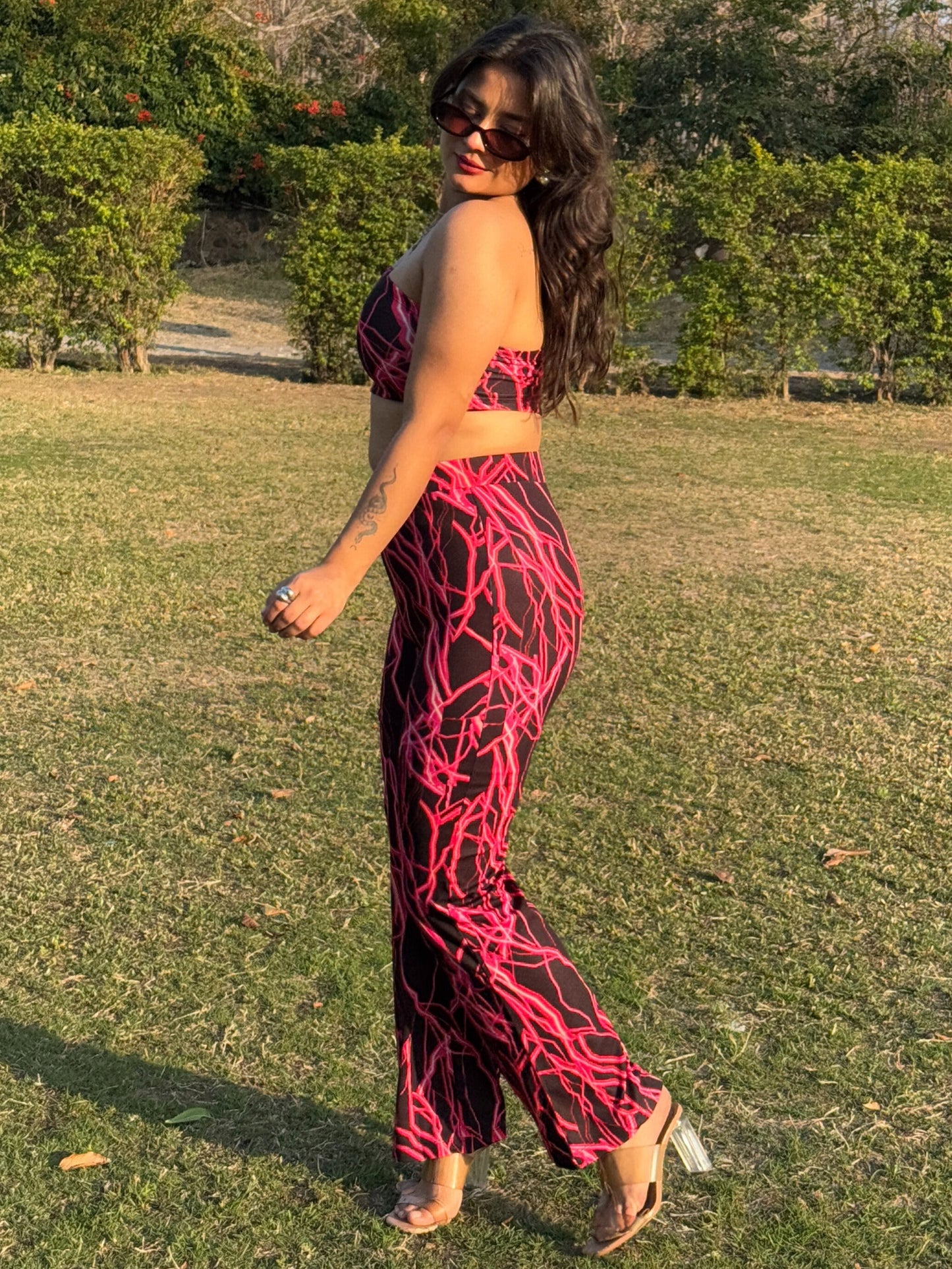 TANDUL Women Two Piece Dress Gold Dress