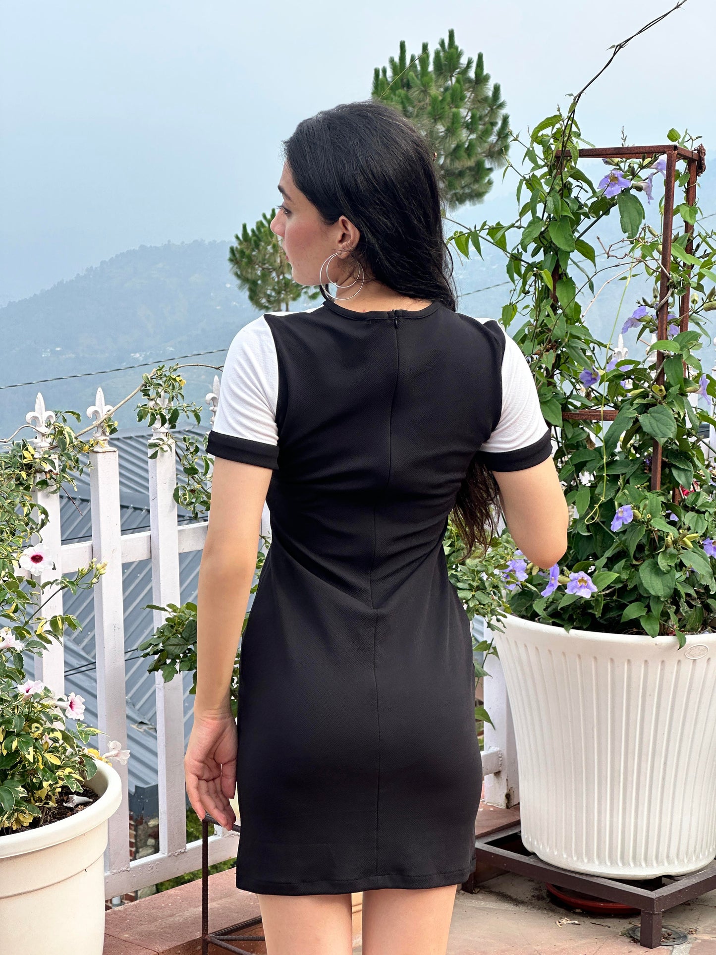 TANDUL Women Stunning Black and White Dress