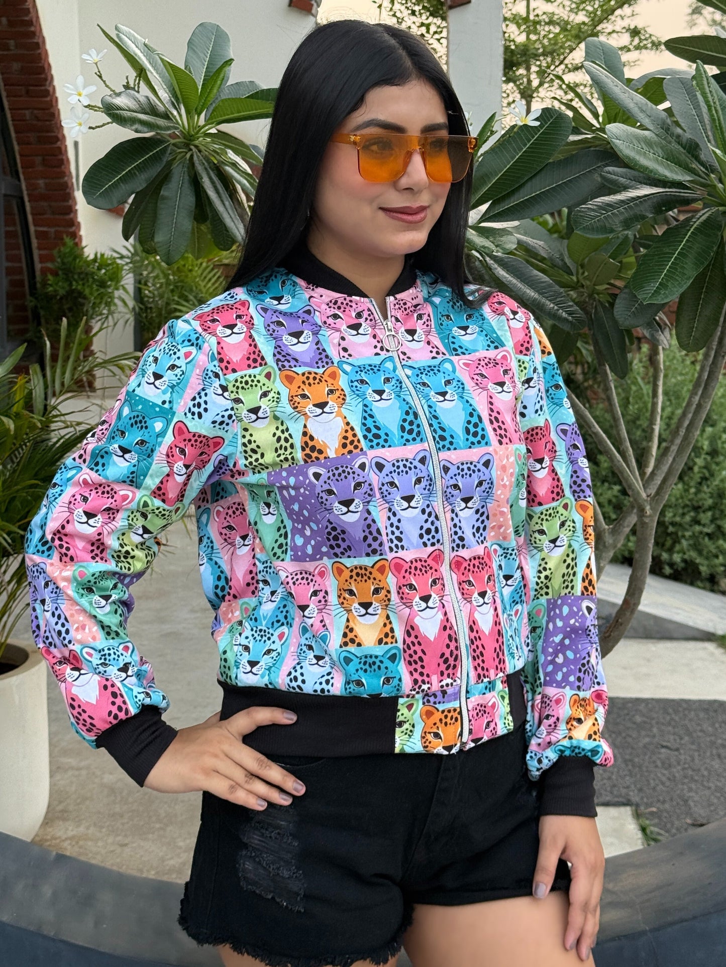 TANDUL Women Vibrant Cat Printed Jacket