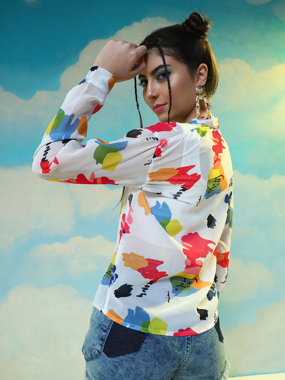 TANDUL Women Regular Fit Printed Lapel Collar Casual Shirt