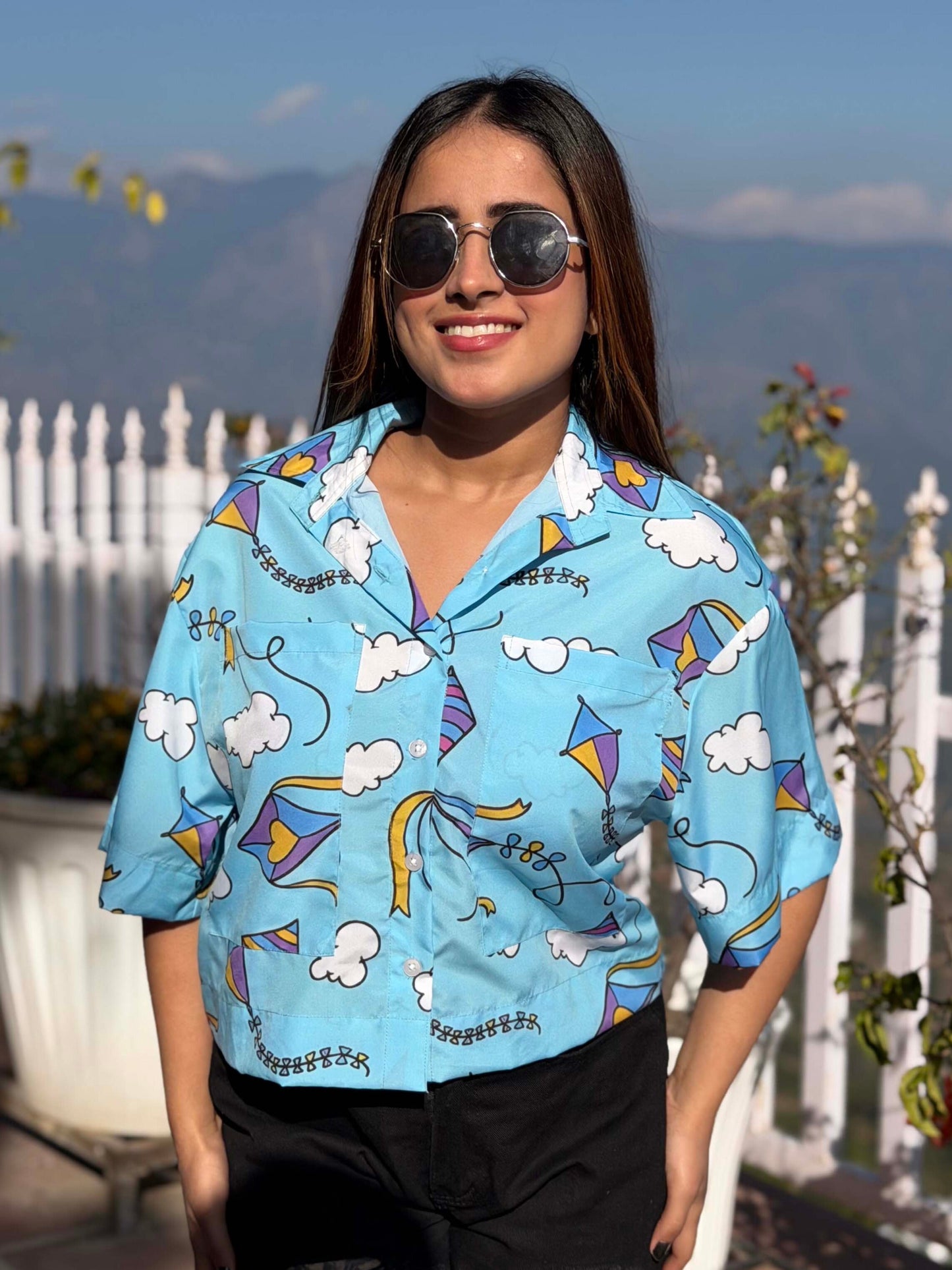 TANDUL Women Skyblue Printed Shirt