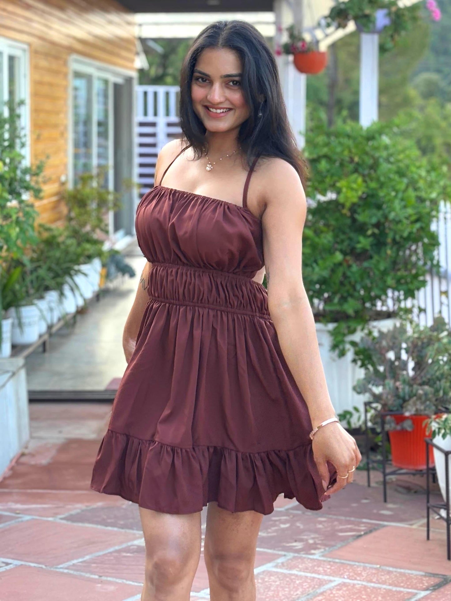 TANDUL Women Brown Solid Flared Dress