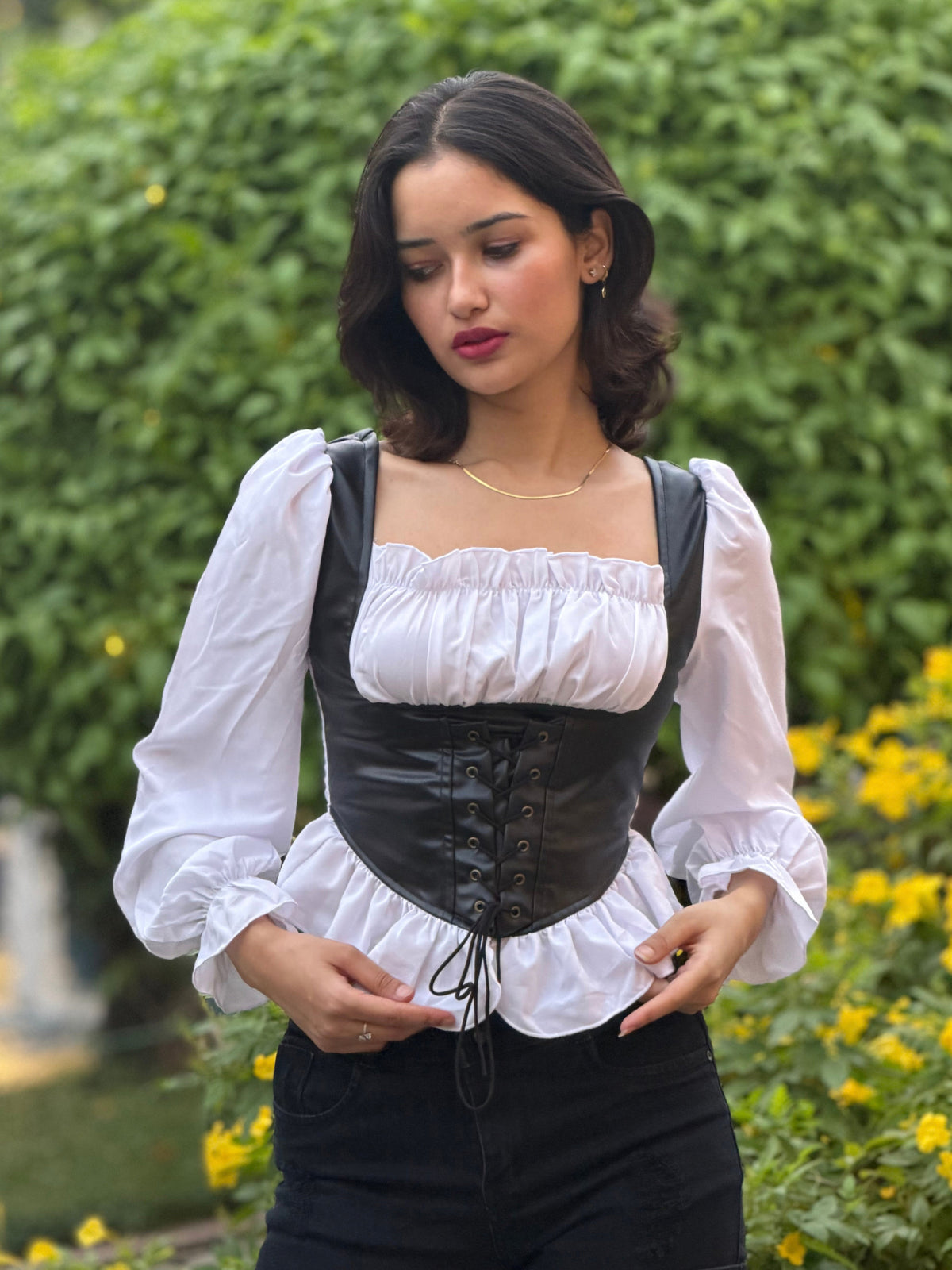 TANDUL Women Stylish White and Black top