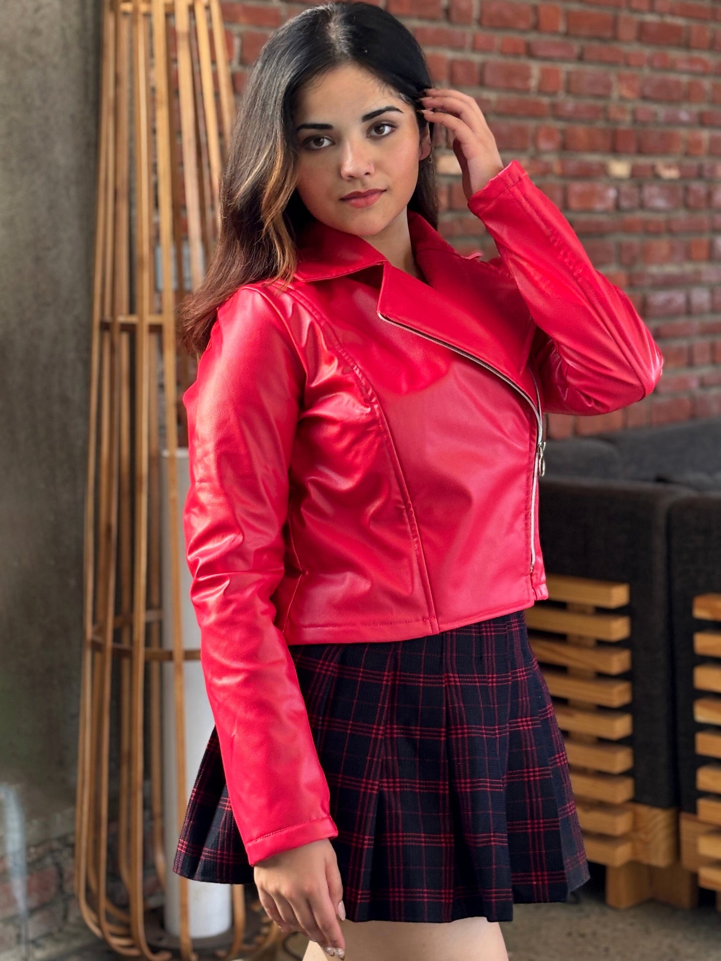 TANDUL Women Stunning Pink Leather Jacket