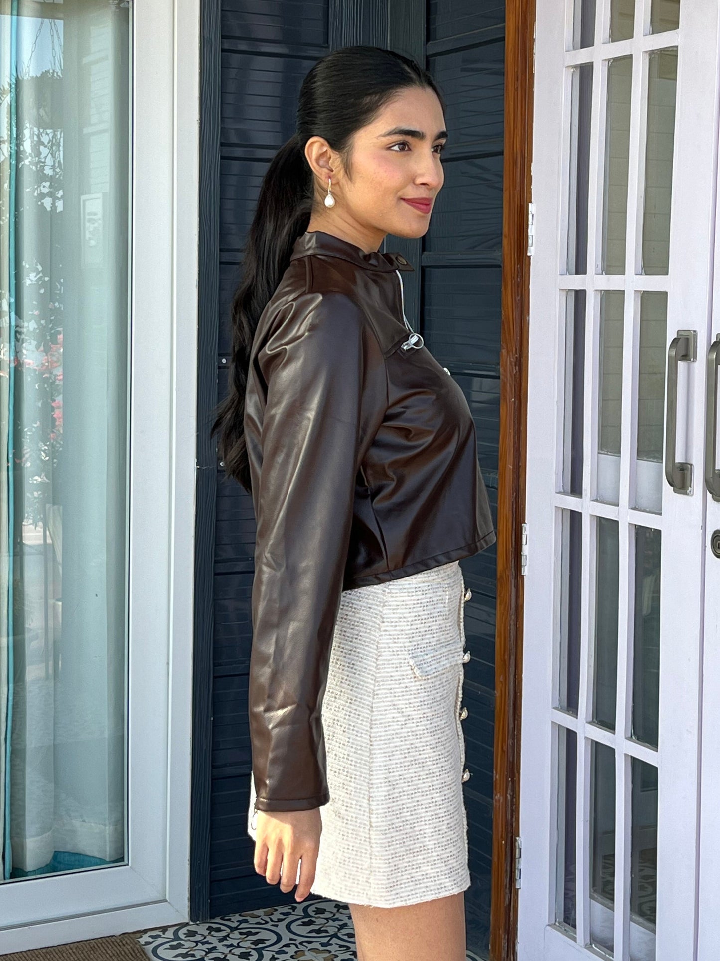 TANDUL Women Stunning Brown Leather Jacket