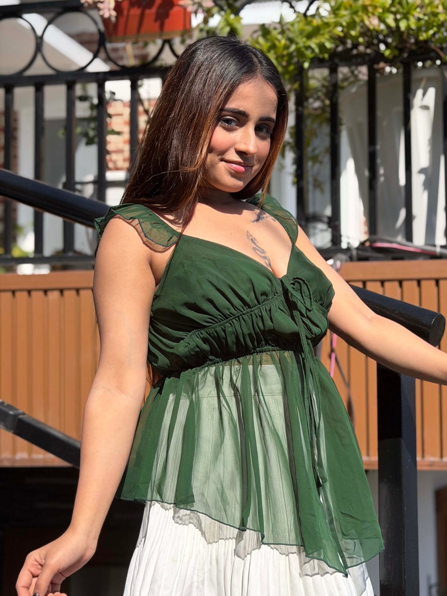 TANDUL Women Stunning Green Georgette Top