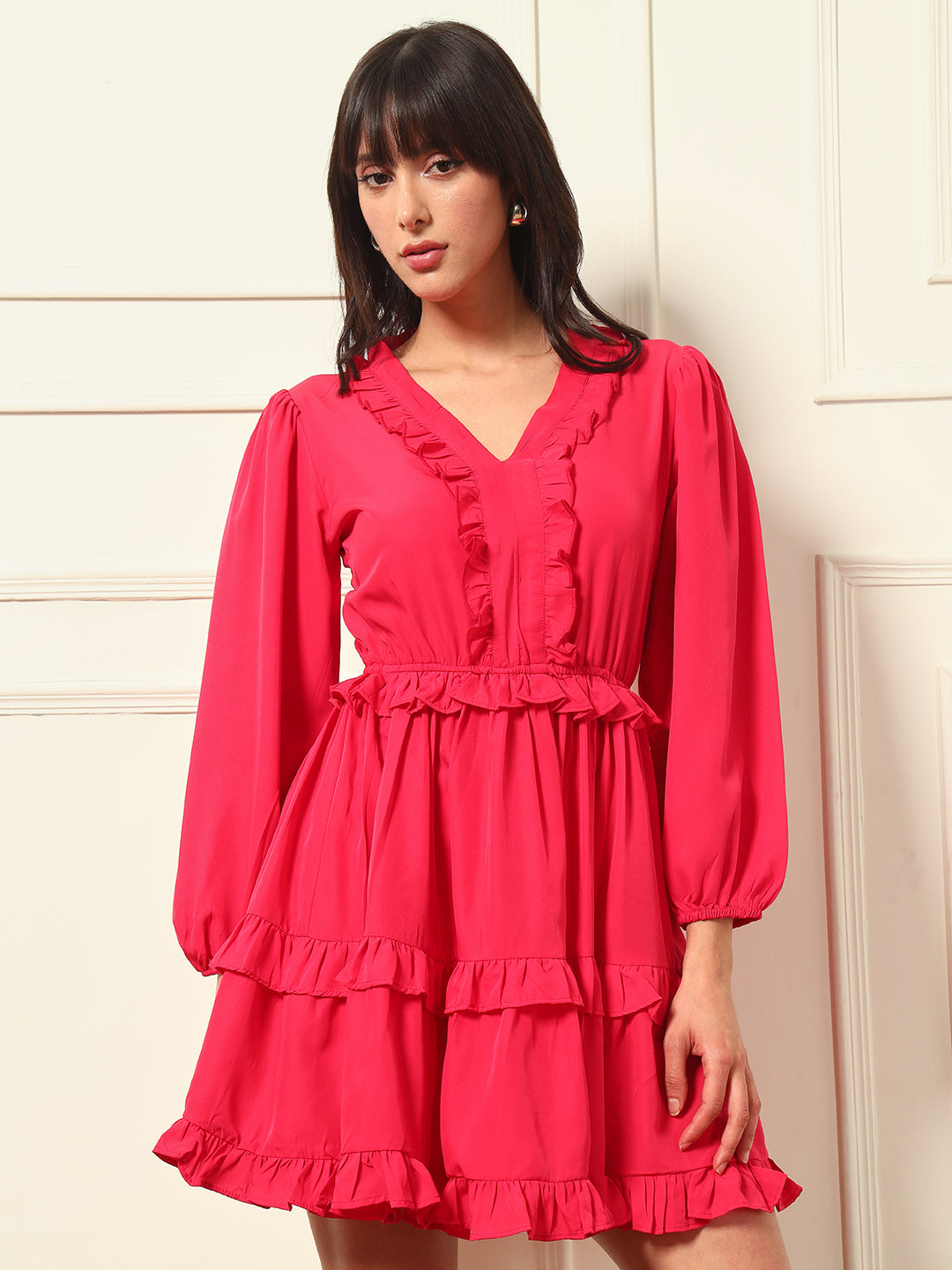 TANDUL Fuchsia Pink Flared Dress
