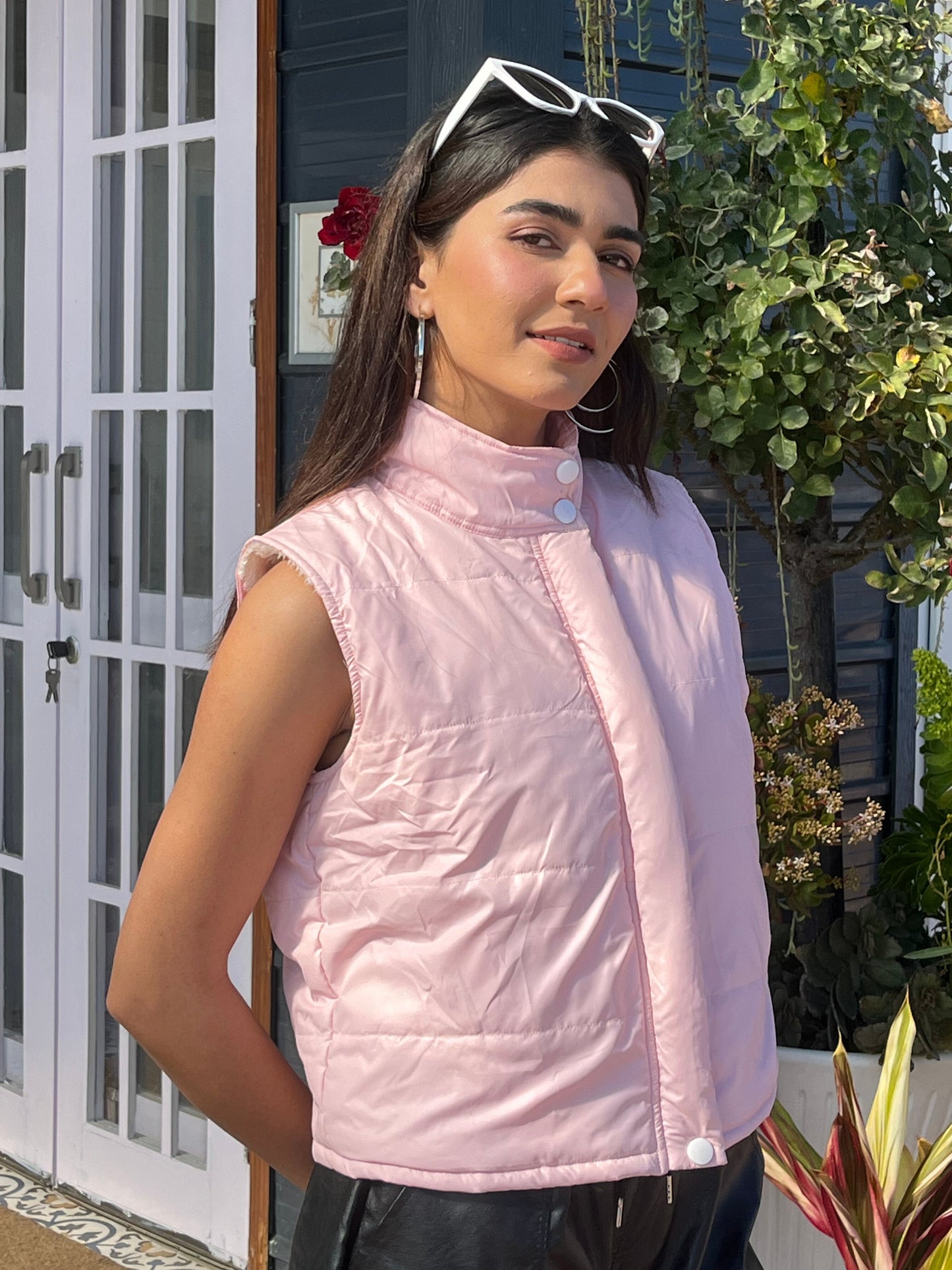 TANDUL Women Chic Pink Sleeveless Jacket