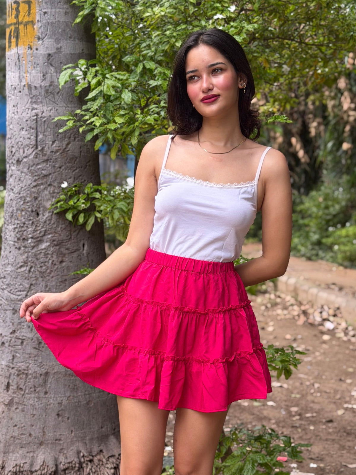 TANDUL Women Stunning Pink Flared SKIRT