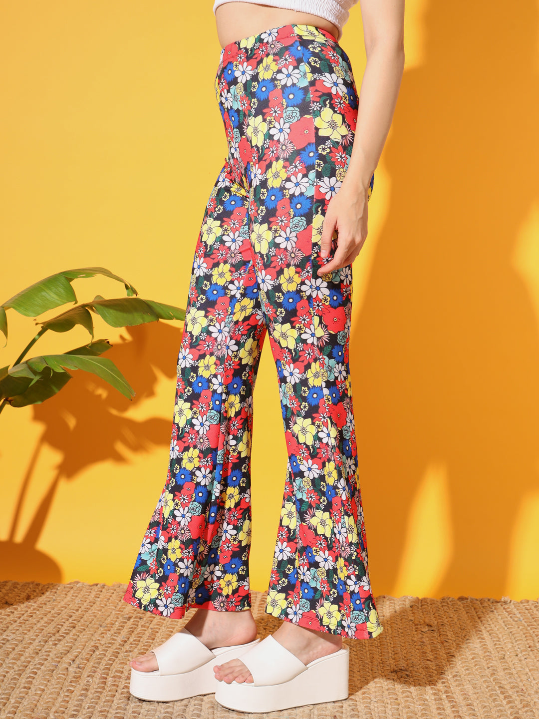 TANDUL Women Regular Fit Multicolor Lycra Blend Trousers