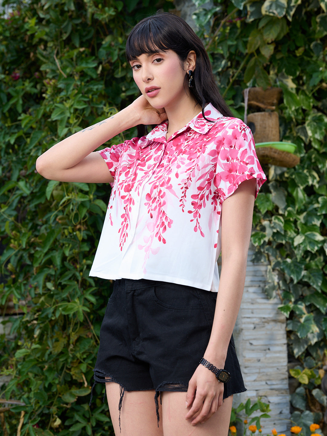 TANDUL Women Pink Printed Crop Shirt