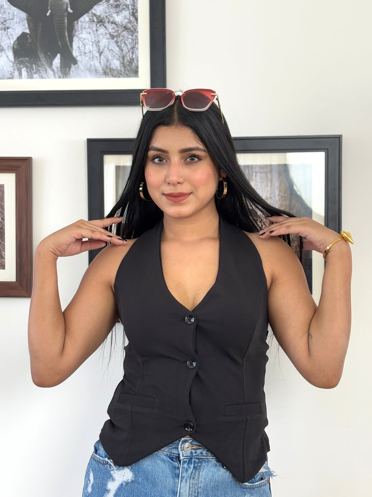 Women Solid Single Breasted Casual Blazer (Black)