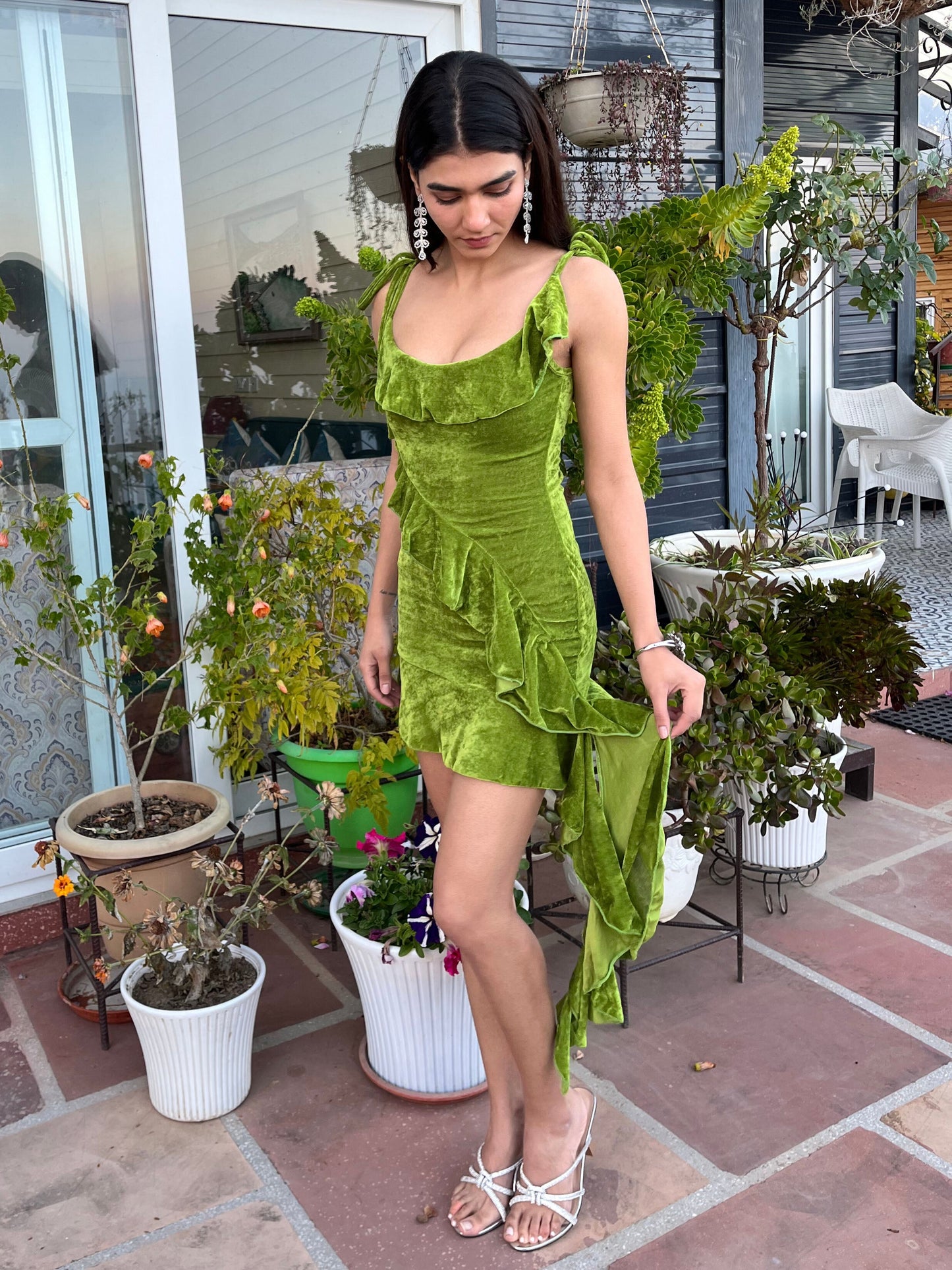TANDUL Women Ruffled Light Green Dress