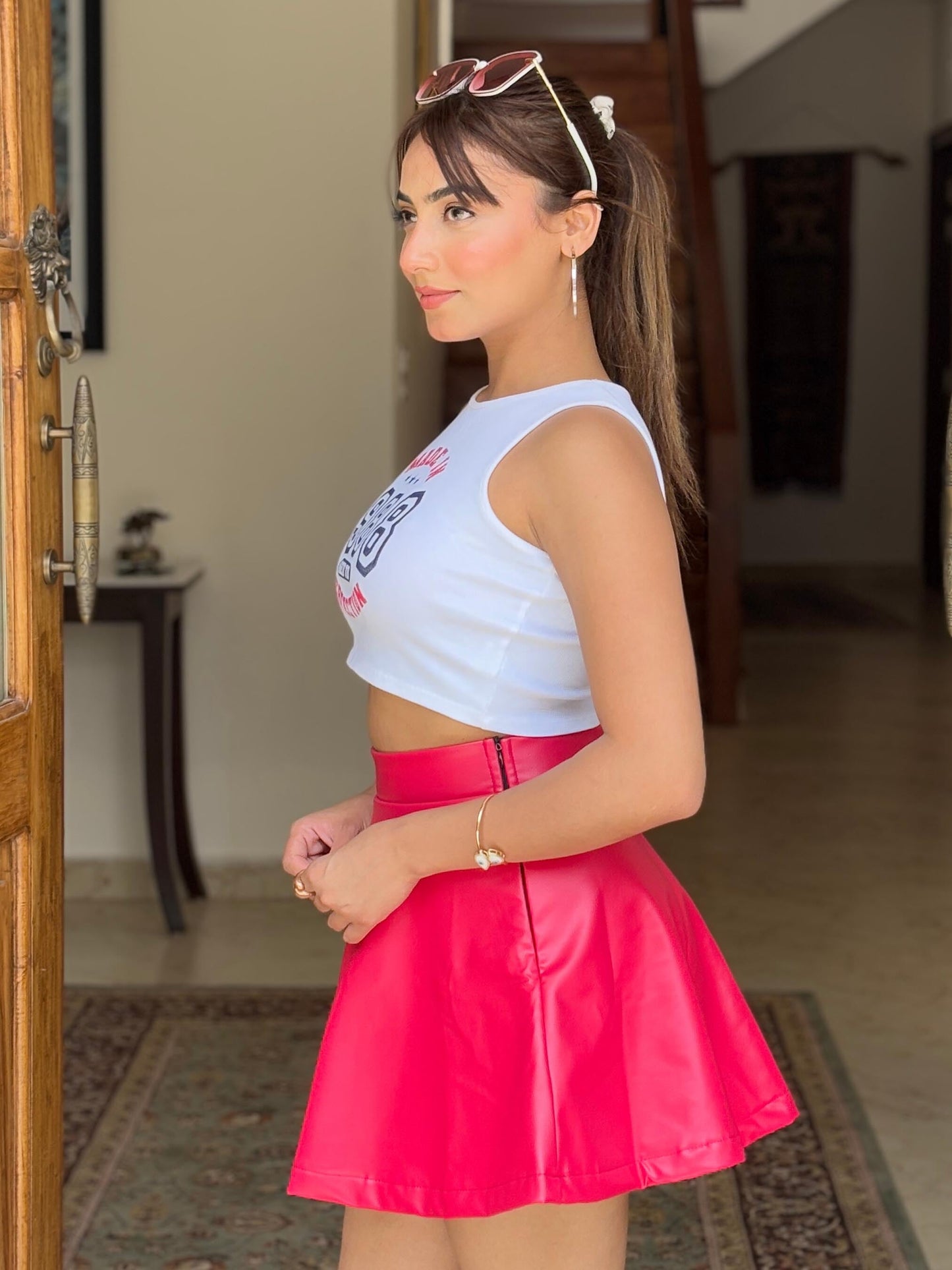 TANDUL Women Leather Mini Skirt