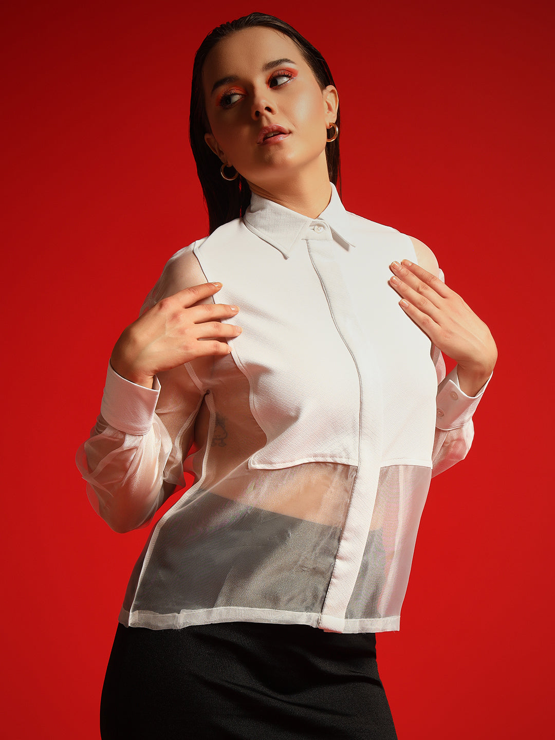 TANDUL Women Regular Fit Solid Spread Collar Casual Shirt