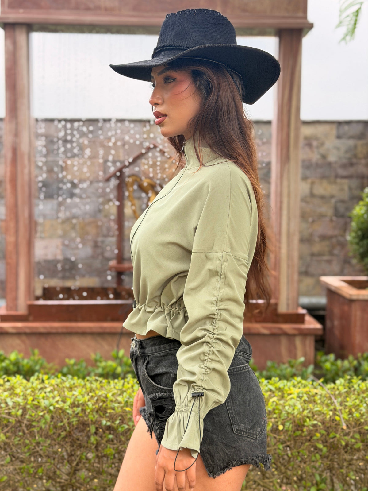 TANDUL Women Olive Green Windbreaker Jacket