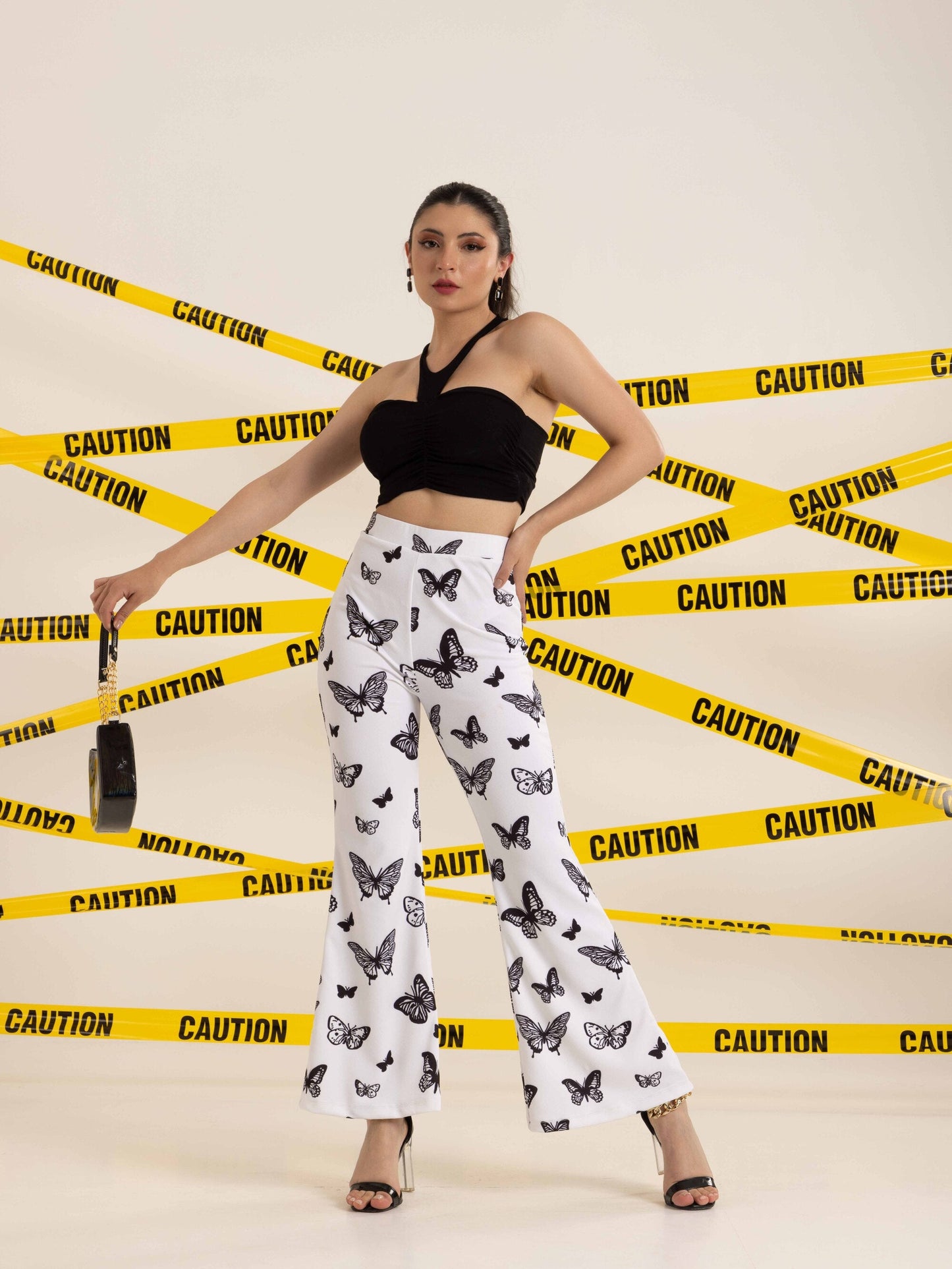 TANDUL Women White Butterfly Printed Trouser