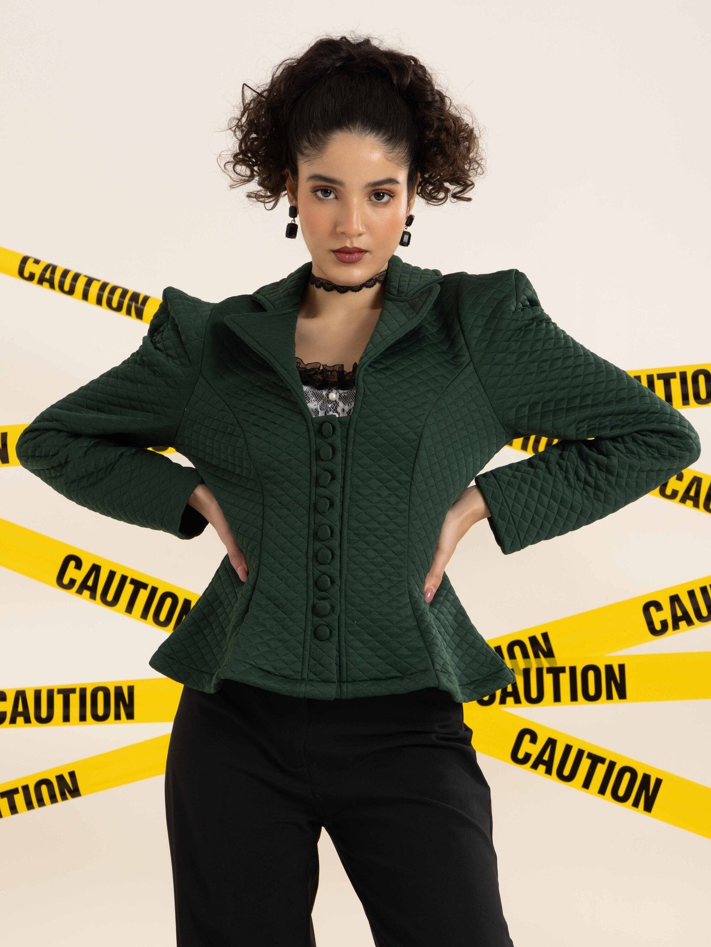 TANDUL Women Elegant Green Blazer