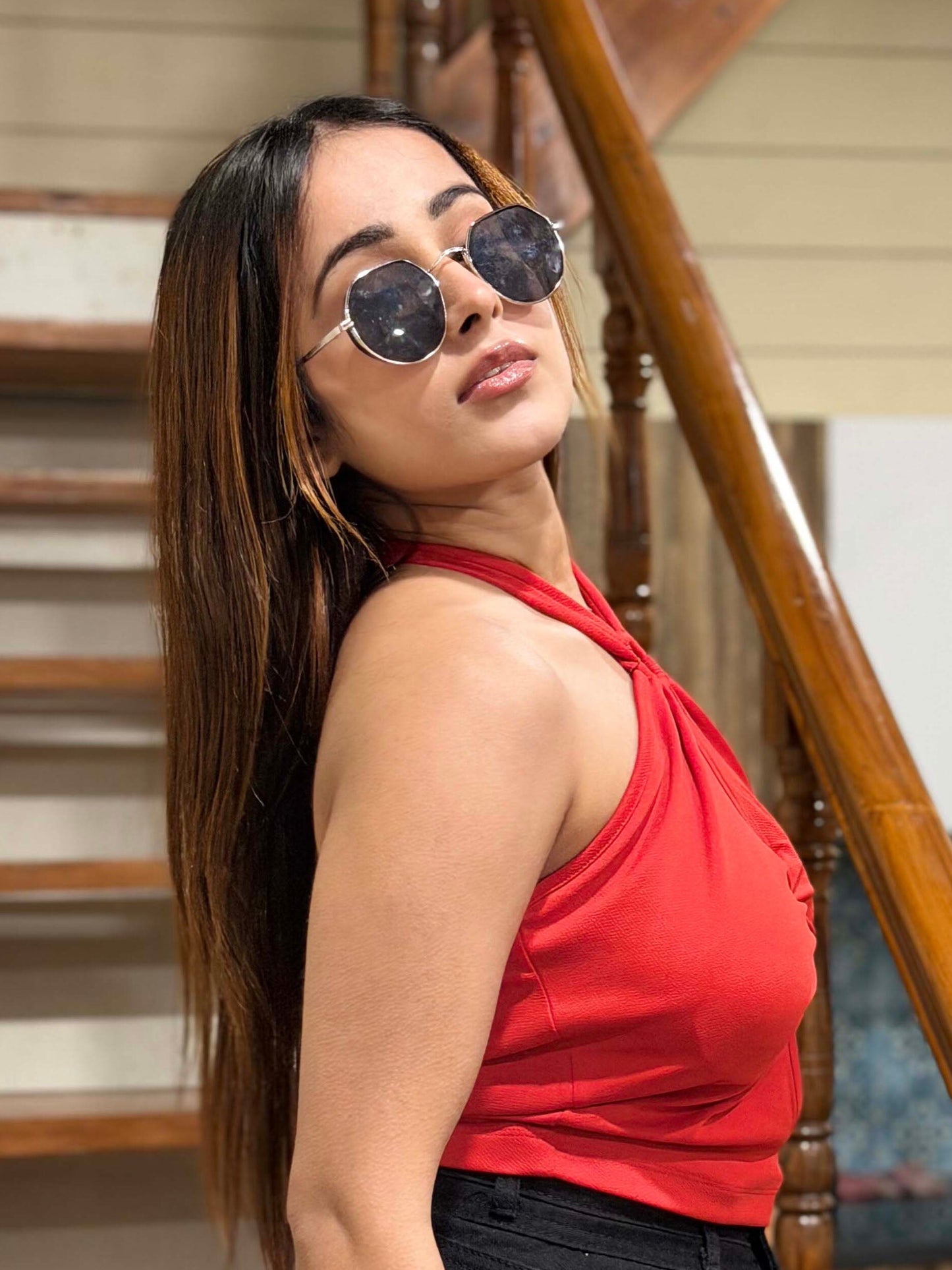 TANDUL Women Striking Red Top