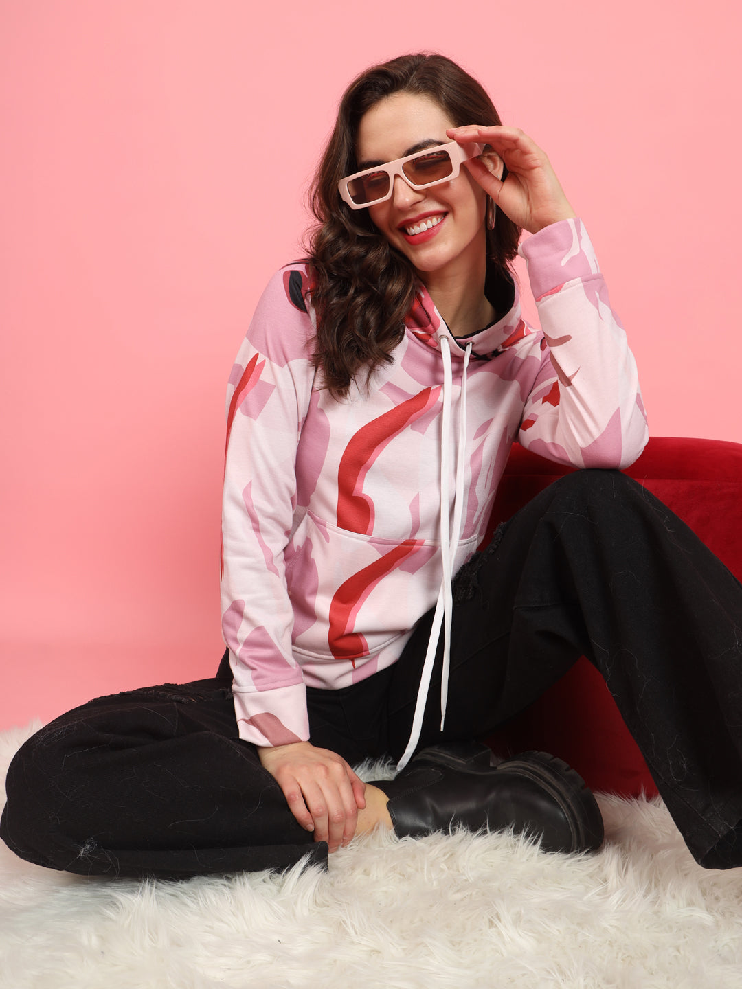 TANDUL Women Full Sleeve Printed Hooded Sweatshirt