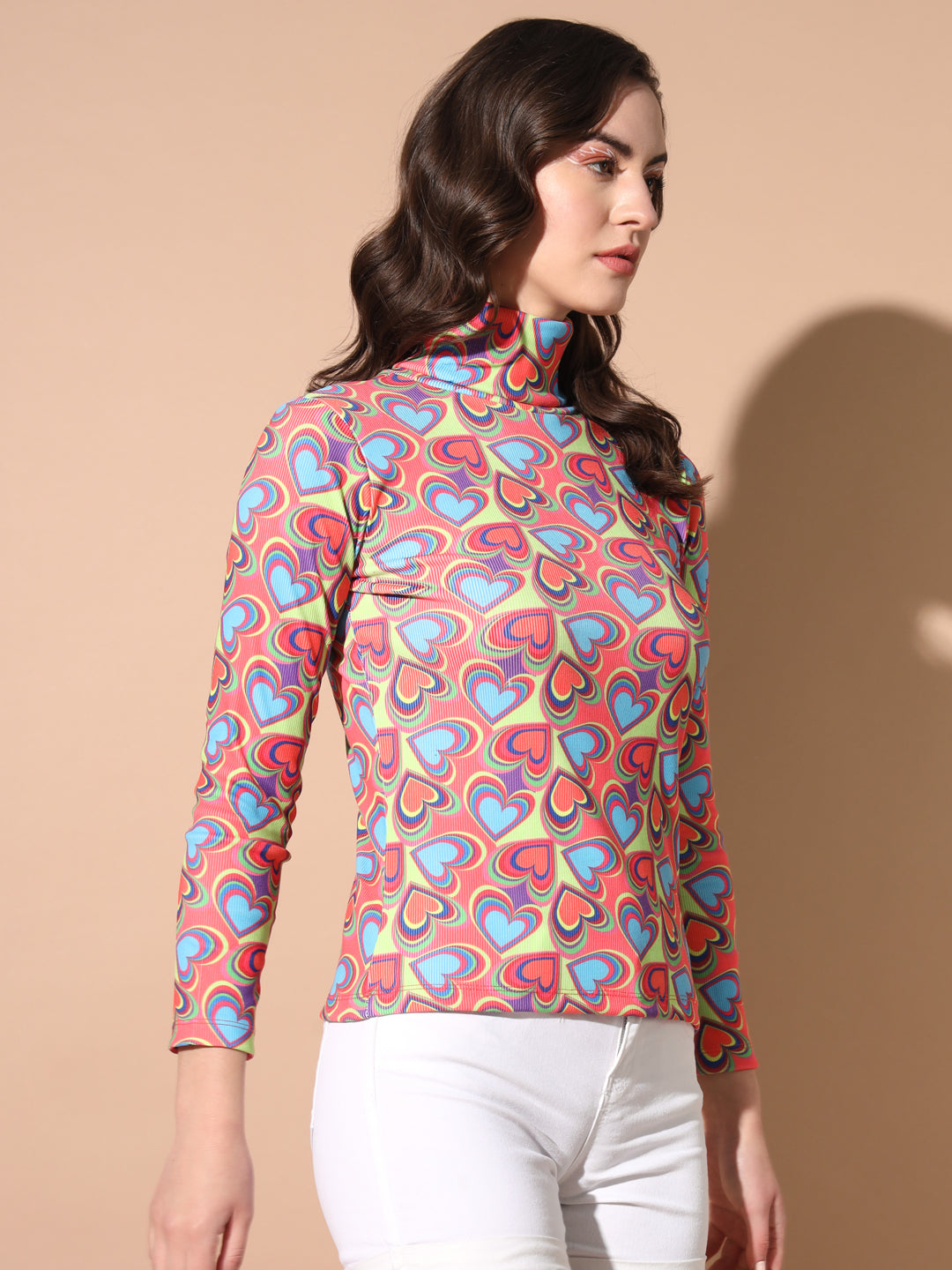 TANDUL Women Printed High Neck Multicolor Sweater