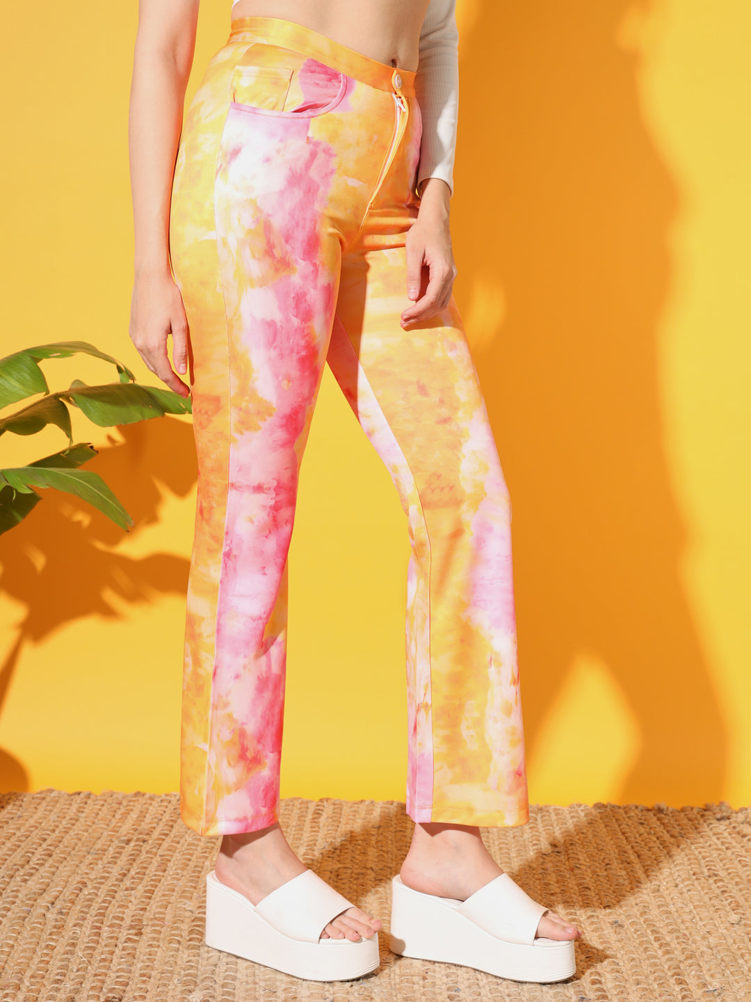 TANDUL Women Regular Fit Multicolor Lycra Blend Trousers