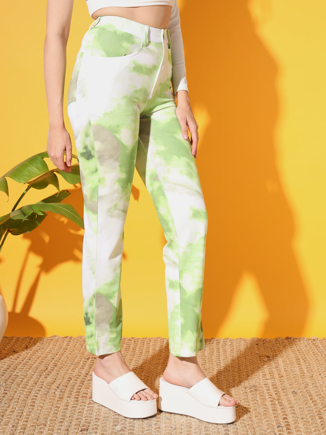 TANDUL Women Regular Fit Multicolor Lycra Blend Trousers