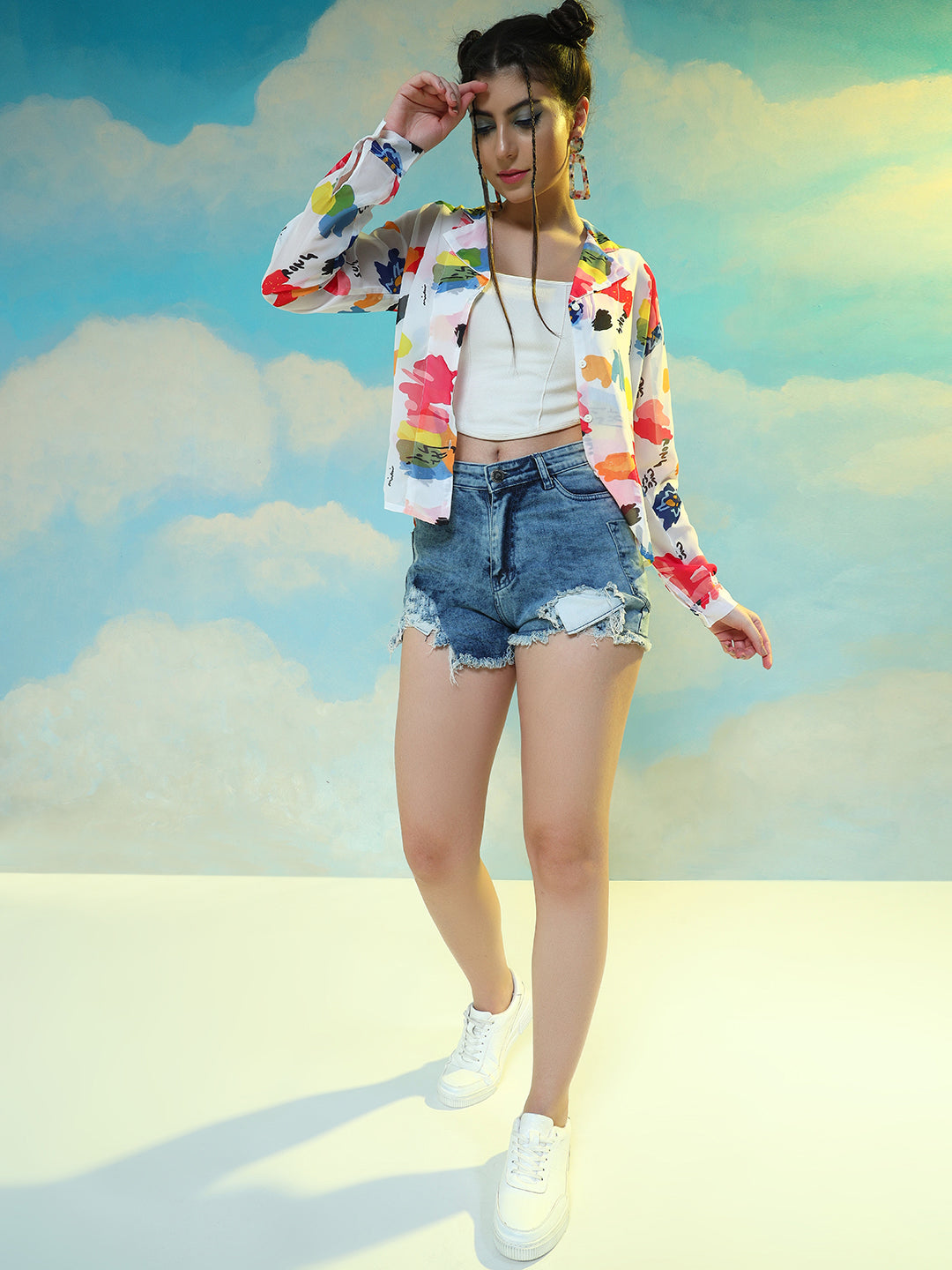 TANDUL Women Regular Fit Printed Lapel Collar Casual Shirt