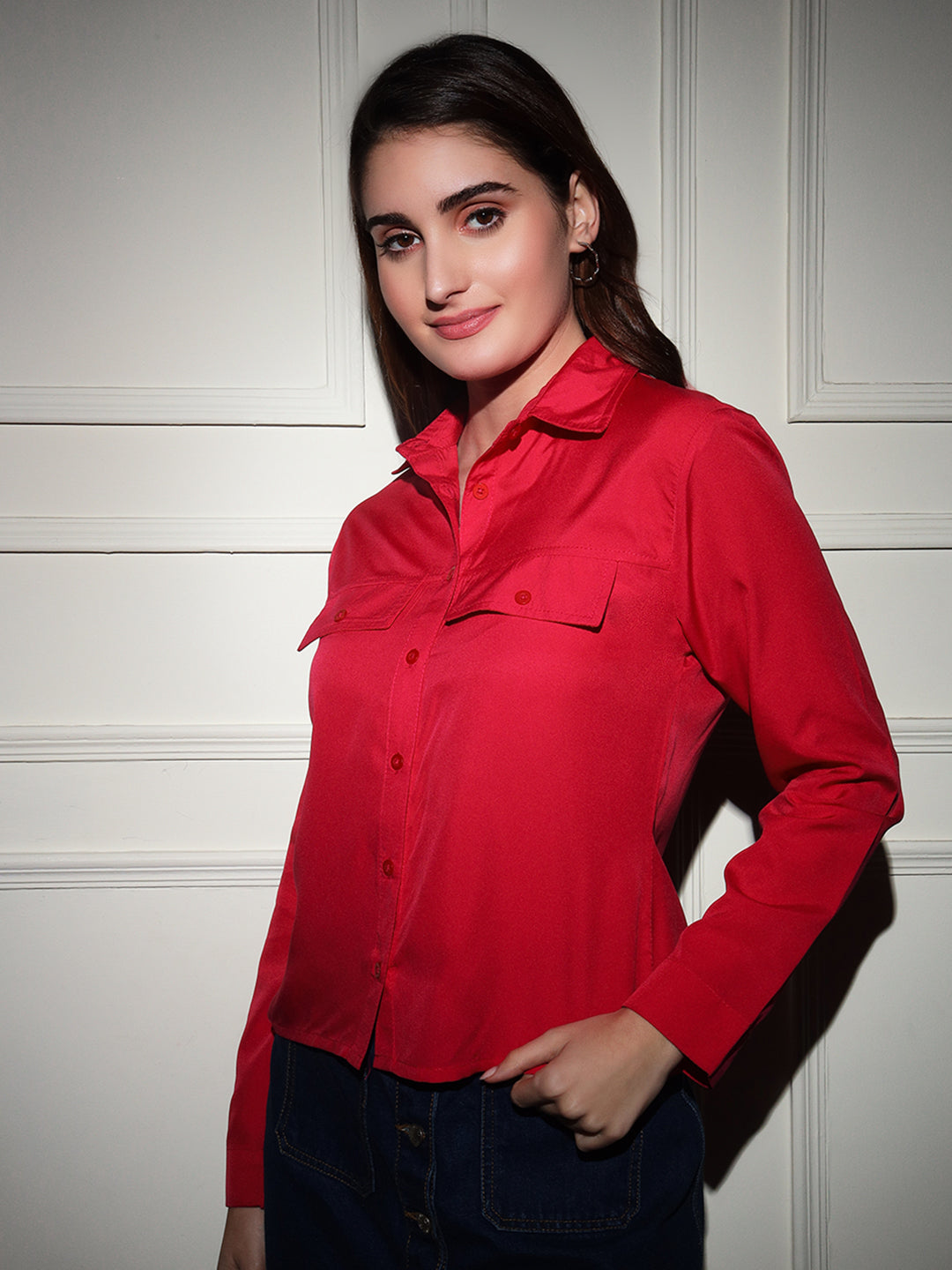 TANDUL Women Regular Fit Solid Spread Collar Casual Shirt