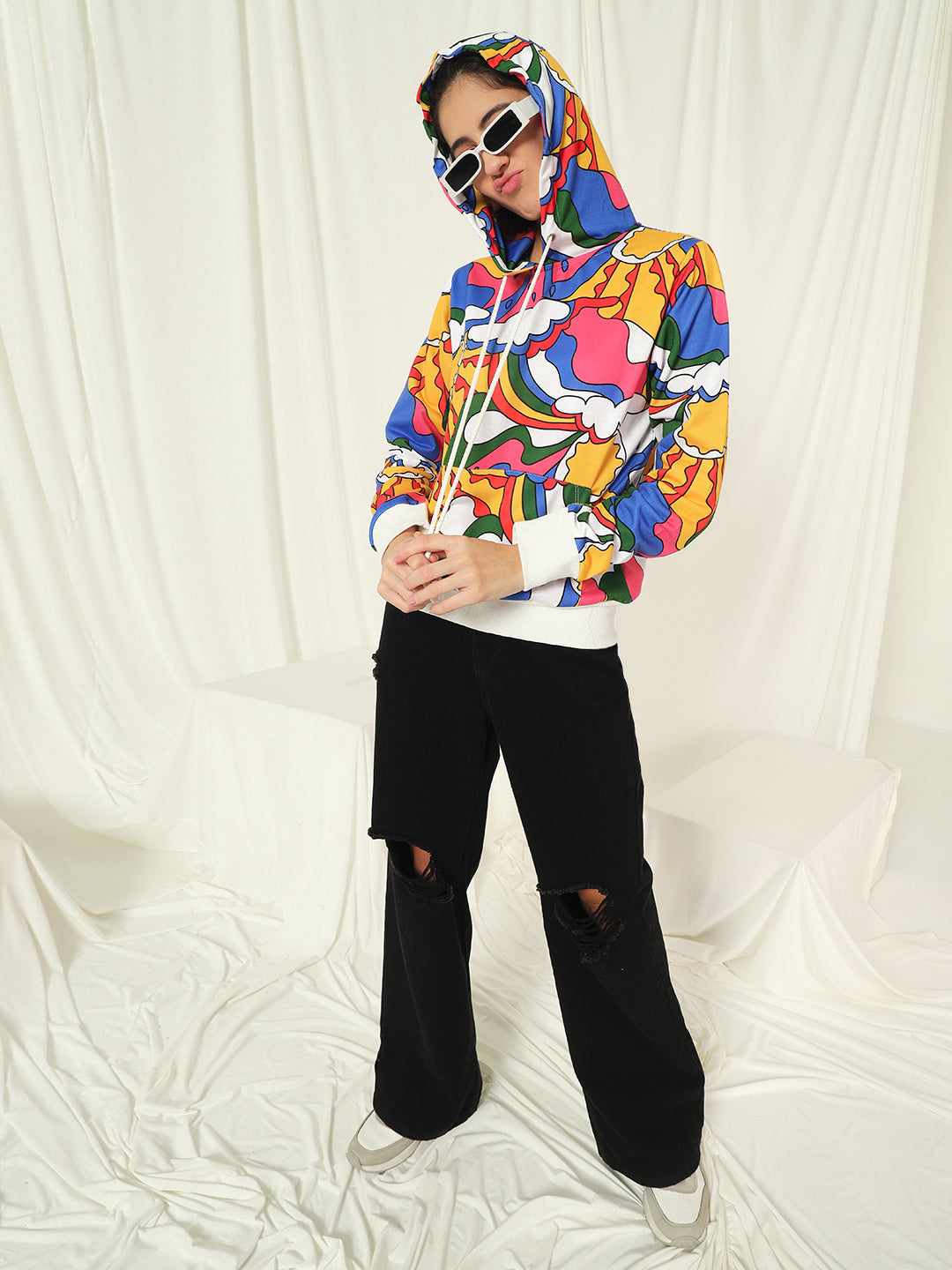 TANDUL Women Full Sleeve Printed Hooded Sweatshirt