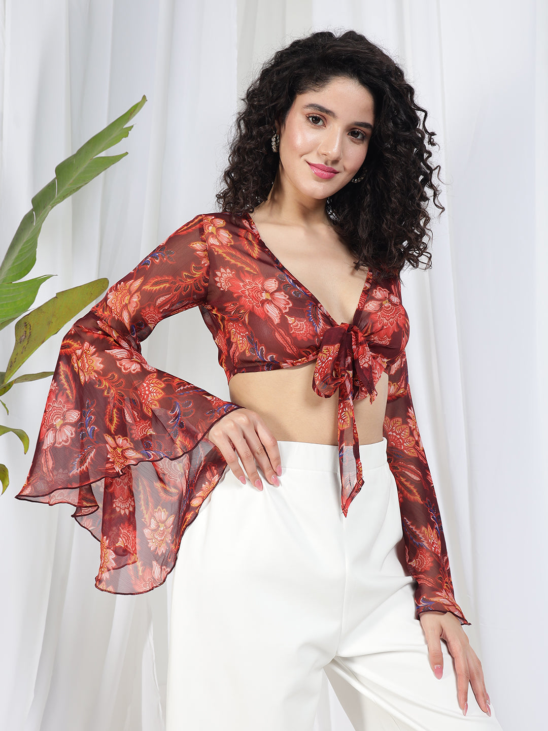 TANDUL Women Fit and Flare Brown Top