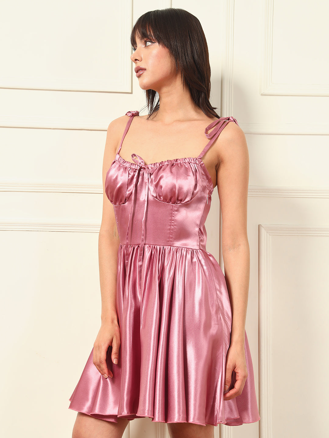 TANDUL Exquisite Pink Satin Dress