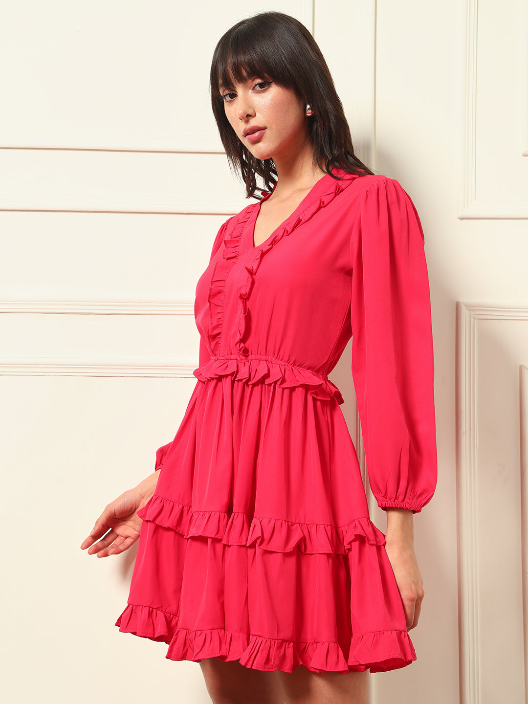 TANDUL Fuchsia Pink Flared Dress