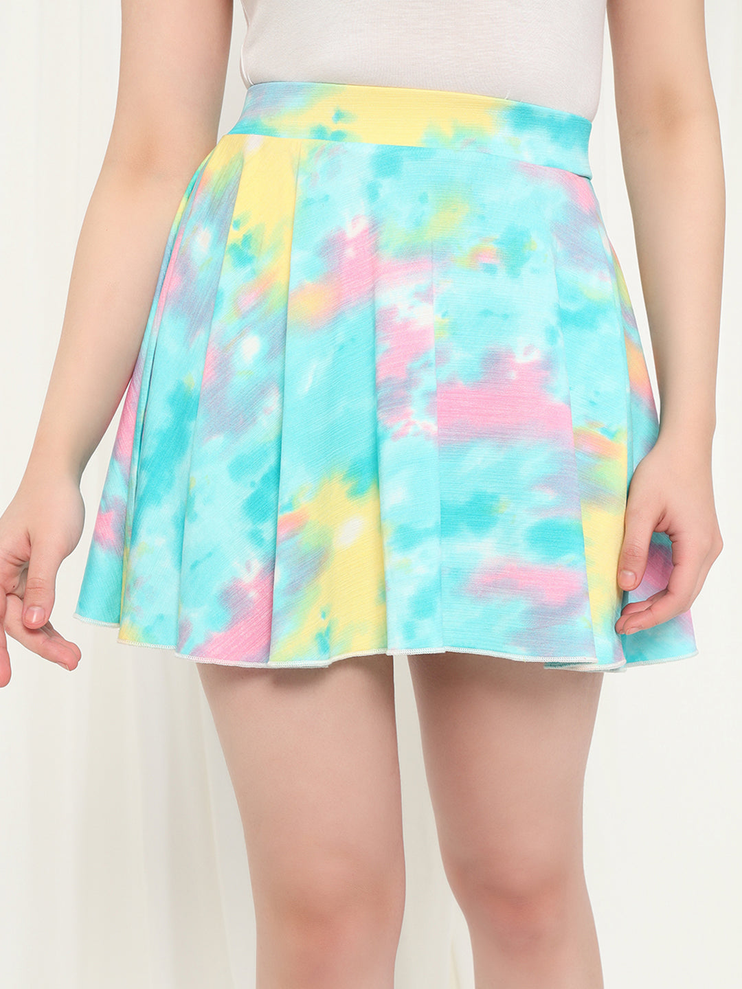 TANDUL Women Printed Flared Light Blue Skirt