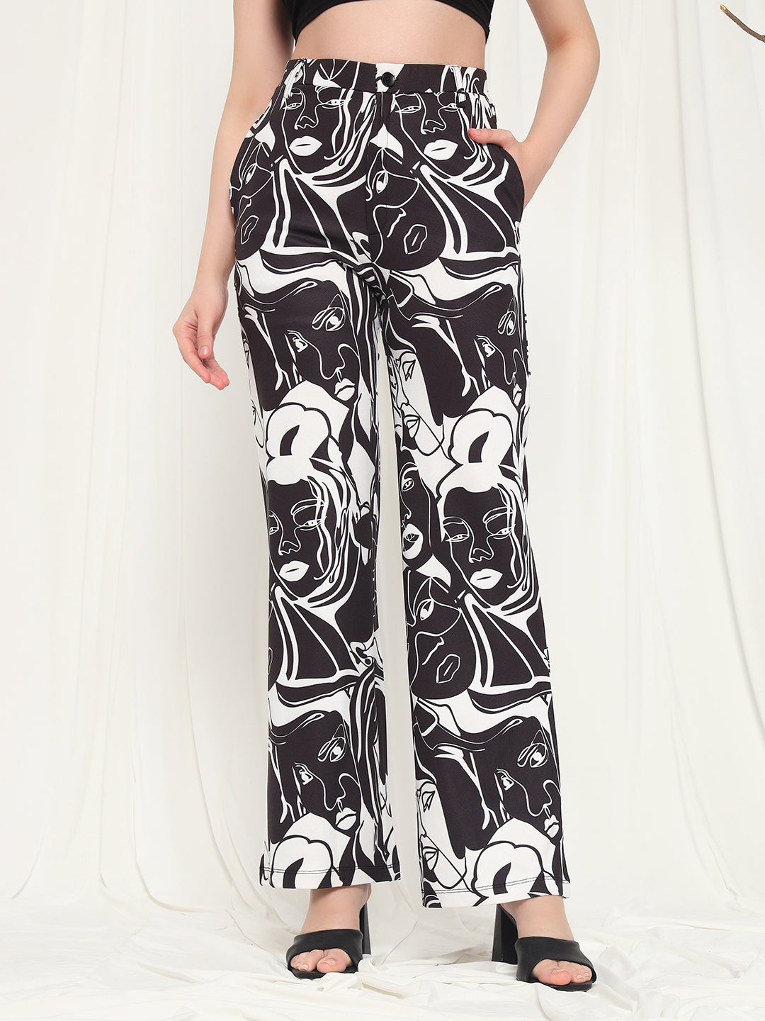 TANDUL Women Regular Fit Black Lycra Blend Trousers