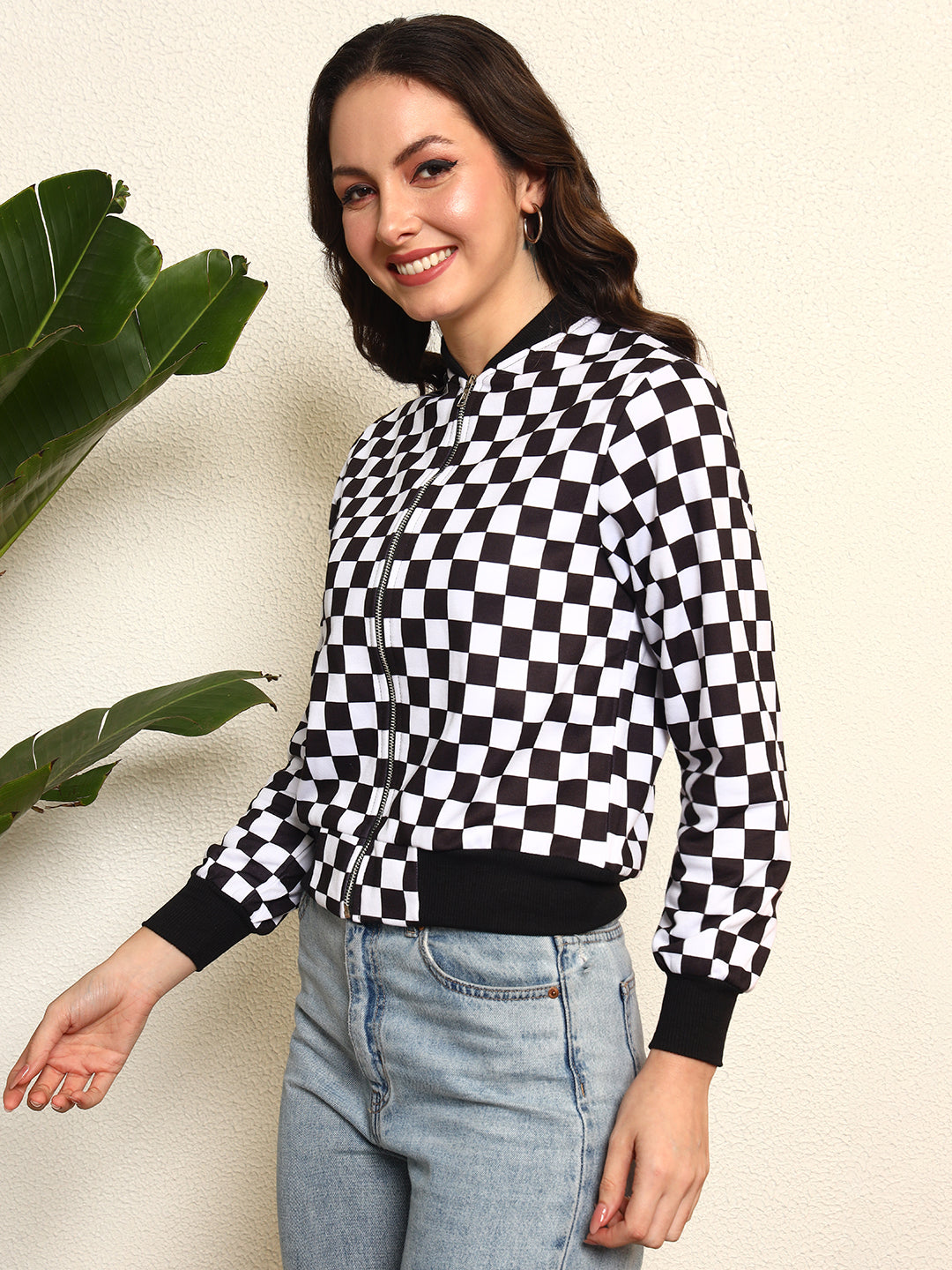 TANDUL Women Stylish Checkered Fleece Jacket