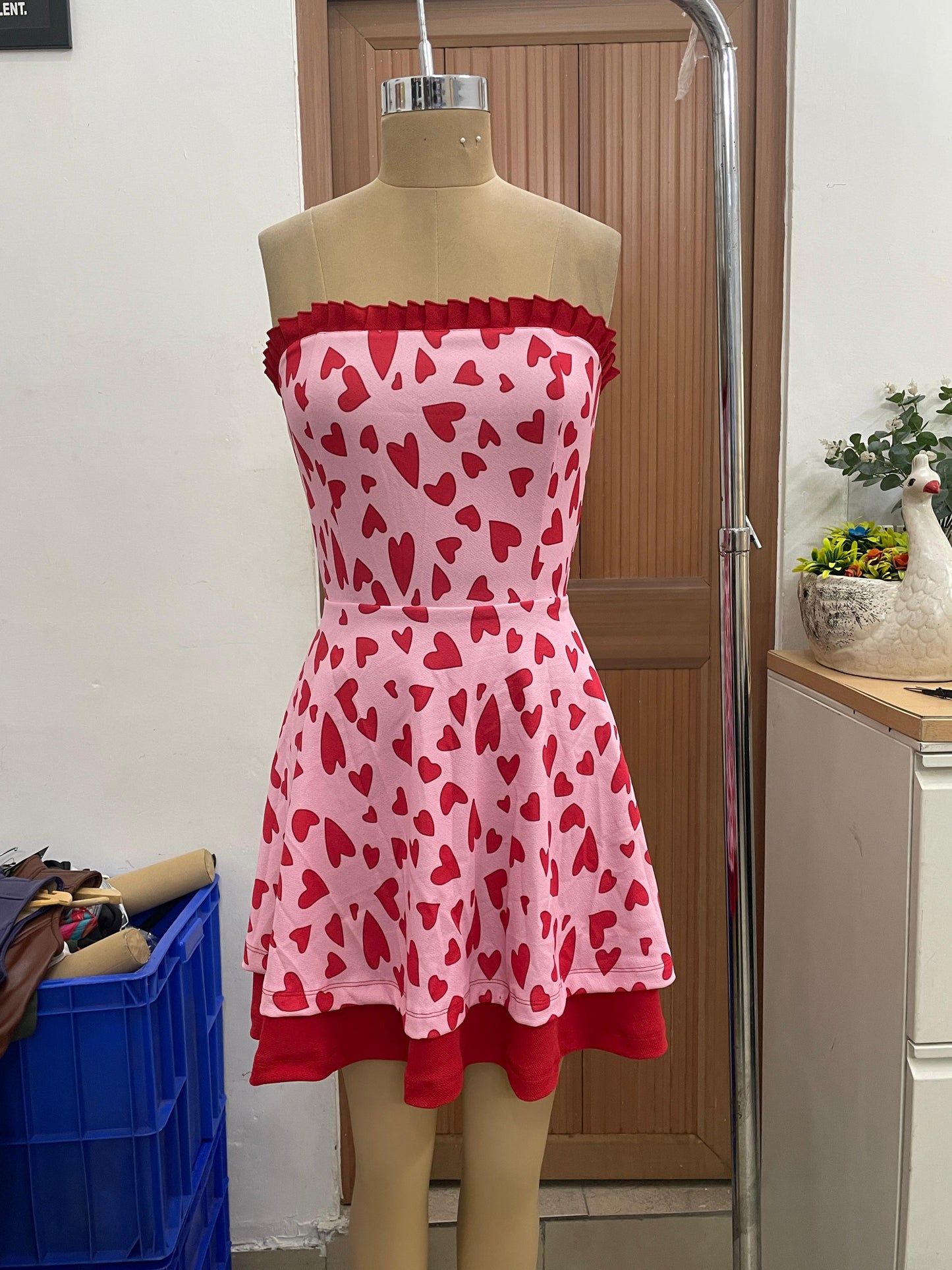TANDUL Charming Delightful Heart Printed Dress